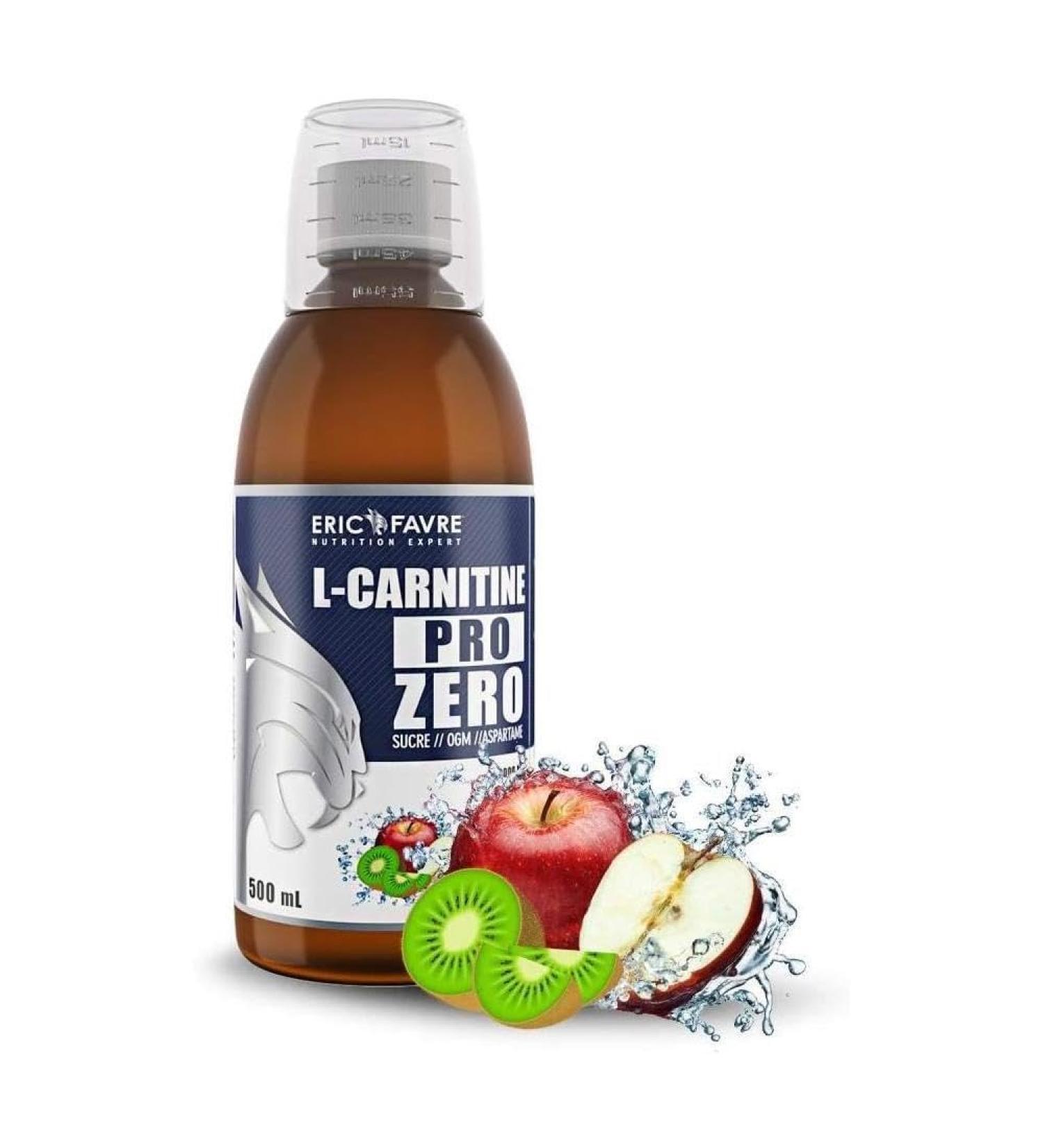 L-Carnitine Liquid Pro Zero Vegan Carnitine Enriched with Green Tea Sugar Free Fat Burner for Sports Draining Slimming Drink L-Carnitine French Laboratory Eric Favre Apple Kiwi - Buy Online on GoSupps.com