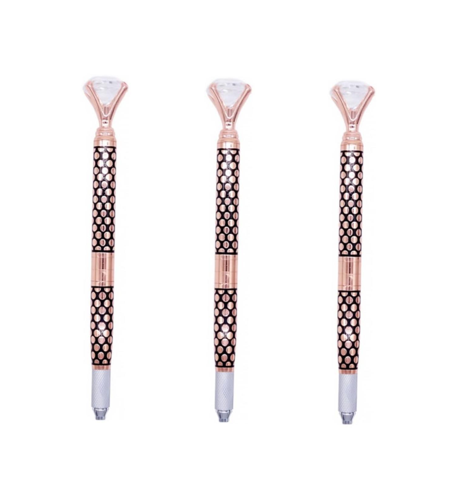 Baluue 3pcs Embroidery Pen Eyebrow Pen Brow Pencil Permanent Pen Makeup Pen Golden Crystal - Buy Online on GoSupps.com