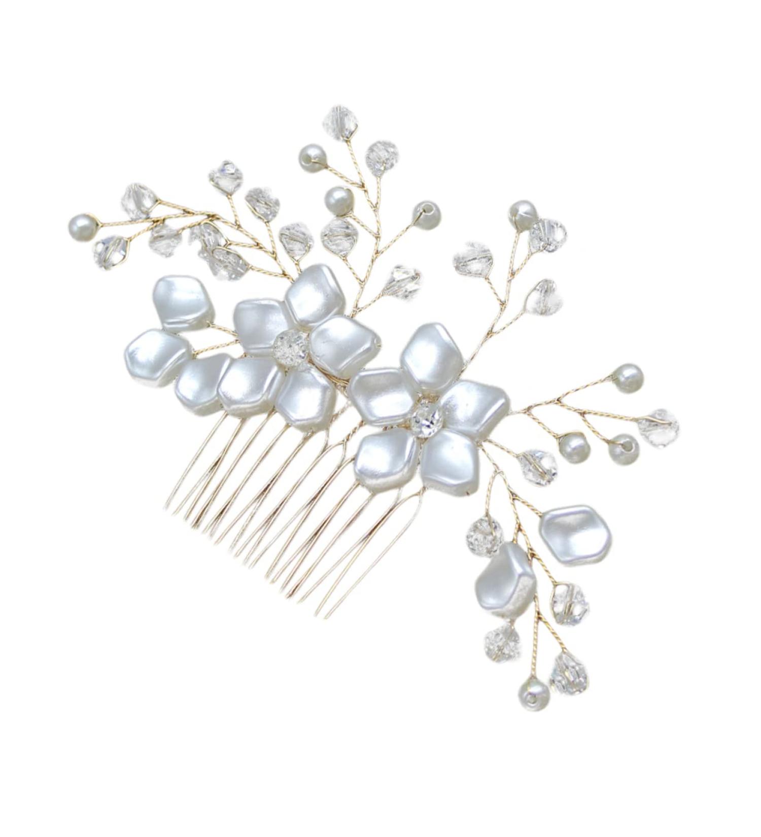 Angoily Wedding Hair Accessories Bridal Hair Comb Flower Hair Comb Bridal Hair Accessories Jeweled Hair Combs Veil Hair Comb Wedding Hairpieces Tiara Rhinestone Bride Pearl - Buy Online on GoSupps.com