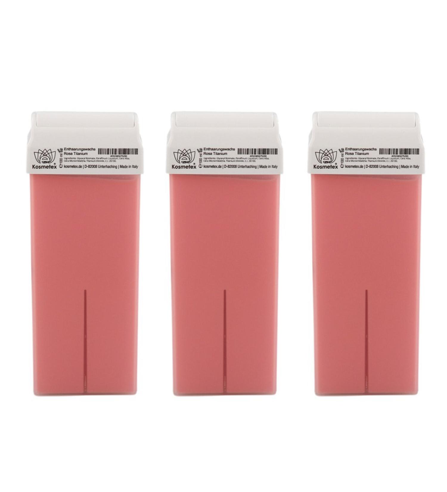 Kosmetex Warm Wax Cartridges Pink Roll-On | 100ml Depilatory Wax for Body Hair Removal | Set of 3 - International Shipping Available - Buy Online on GoSupps.com