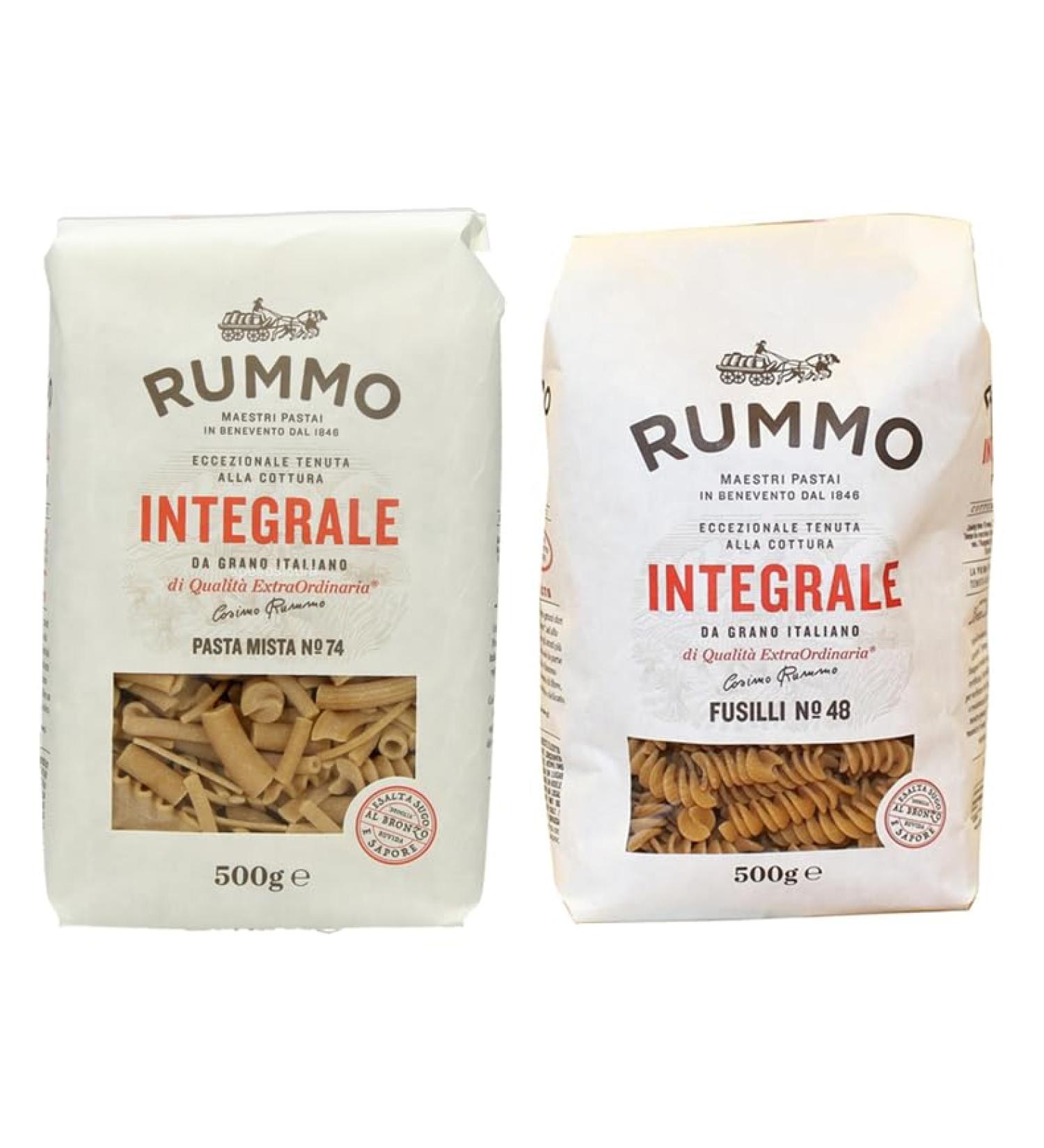 Rummo Wholemeal Pasta Trial Pack 8 Mixed Pasta + 8 Italian Fusilli Pasta (16 x 500 g) - Buy Online on GoSupps.com