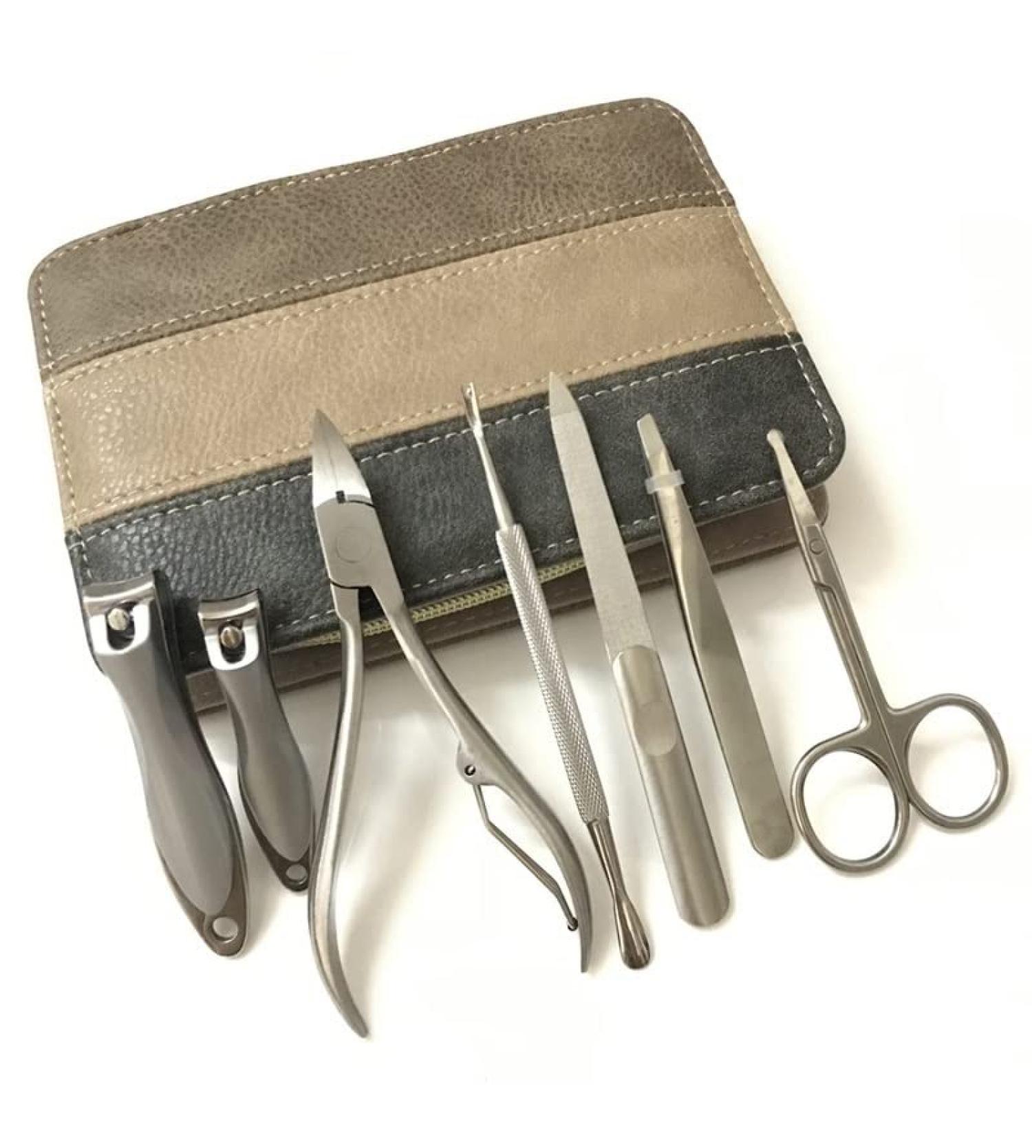 Nail Clippers Set 7 in 1 Stainless Steel Manicure Set Professional Nail Clips Fitting Foot Tools Manicure Toe Cutter Nail Set with Bag - Buy Online on GoSupps.com