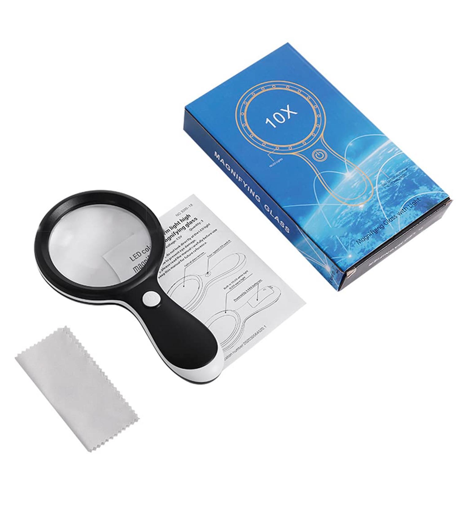 Handheld Large Magnifying Glass 10X Reading Magnifier for Seniors & Kids Magnifying Lens for Book Newspapers Reading Small Gift - Buy Online on GoSupps.com