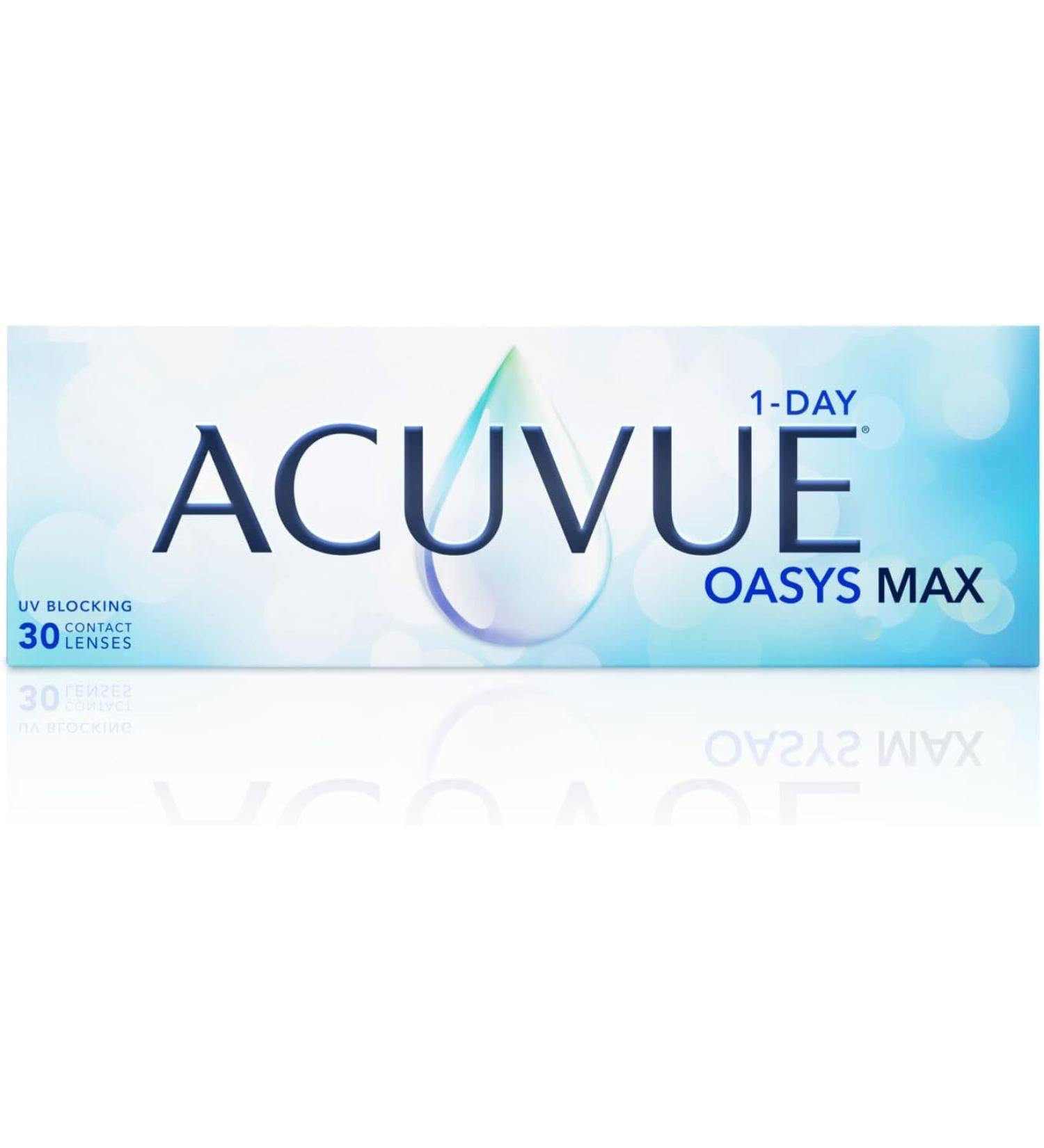 Acuvue Oasys Max 1-Day Lenses - Daily Contact Lenses for Tired Dry Eyes -4.00 DPT BC 8.5 UV Protection - 30 Pack - Buy Online on GoSupps.com
