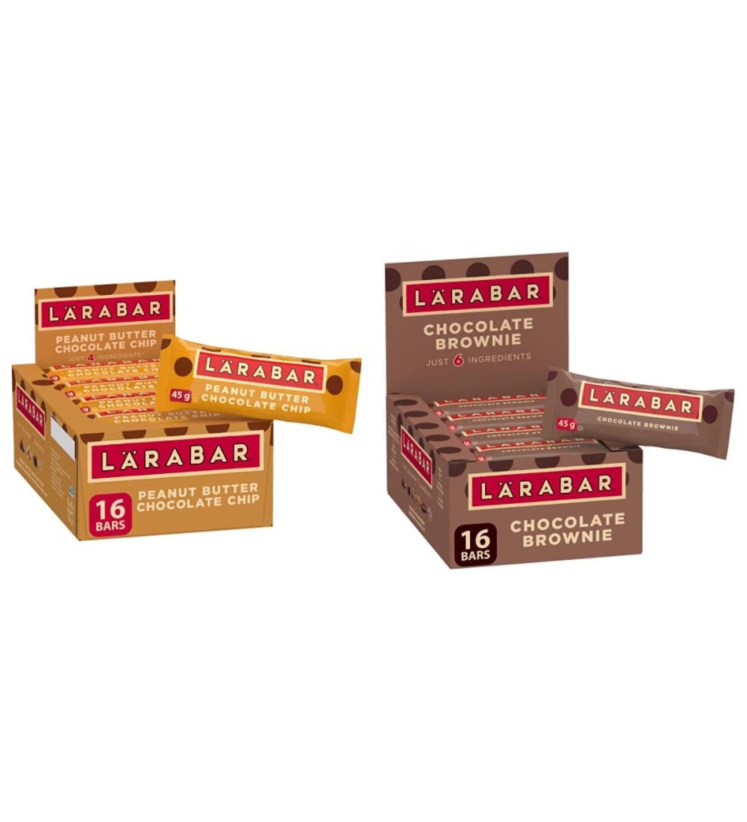 Larabar Gluten Free Peanut Butter Chocolate Chip Fruit and Nut Energy Bar 16-Count 720 Gram & Gluten Free Chocolate Brownie Fruit and Nut Energy Bar 16-Count 720 Gram - Buy Online on GoSupps.com