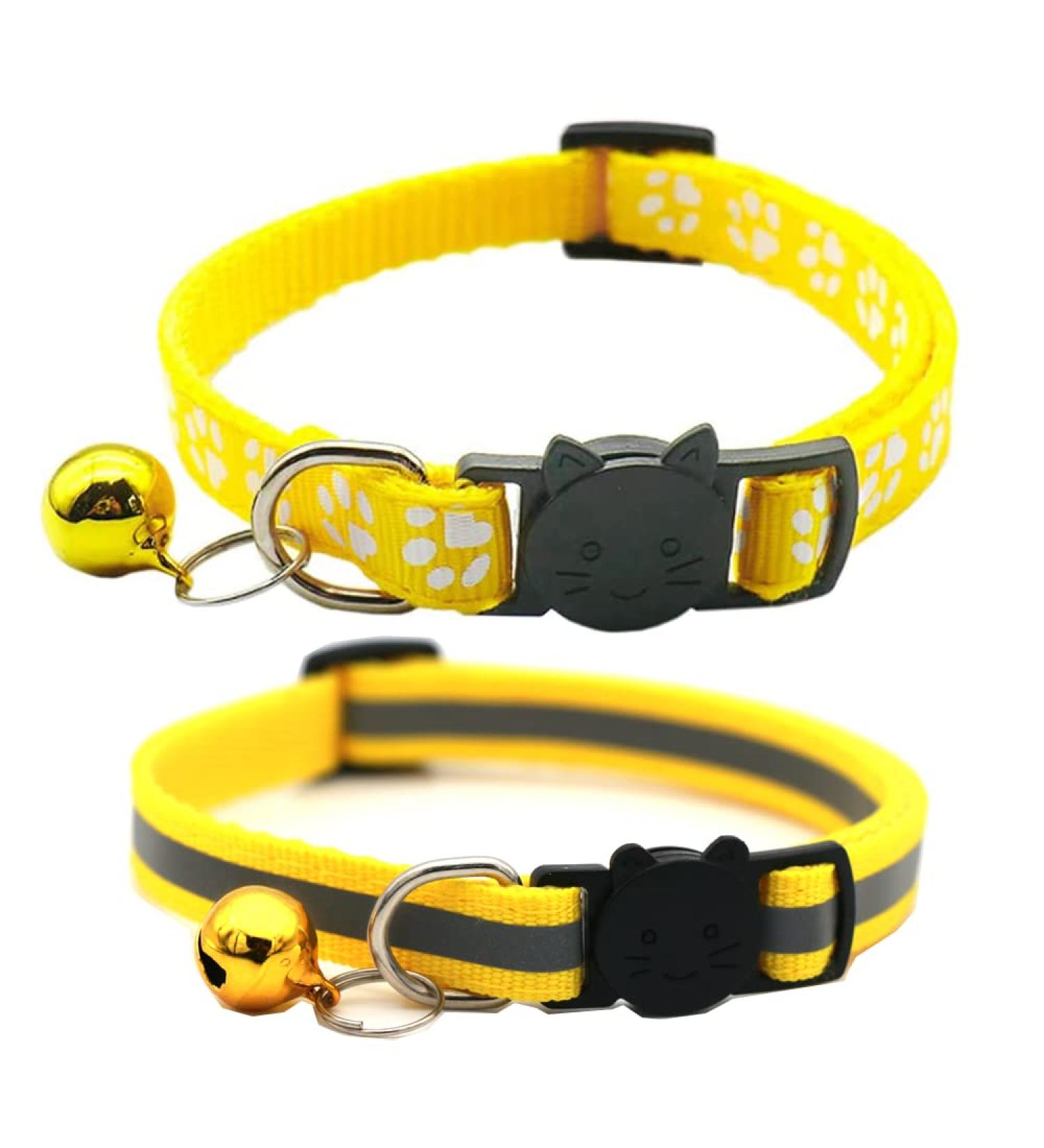 Hepplly 2-Pack Reflective Cat Collars with Bell - Quick Release Kitten Collar (Yellow) | International Shipping Available - Buy Online on GoSupps.com