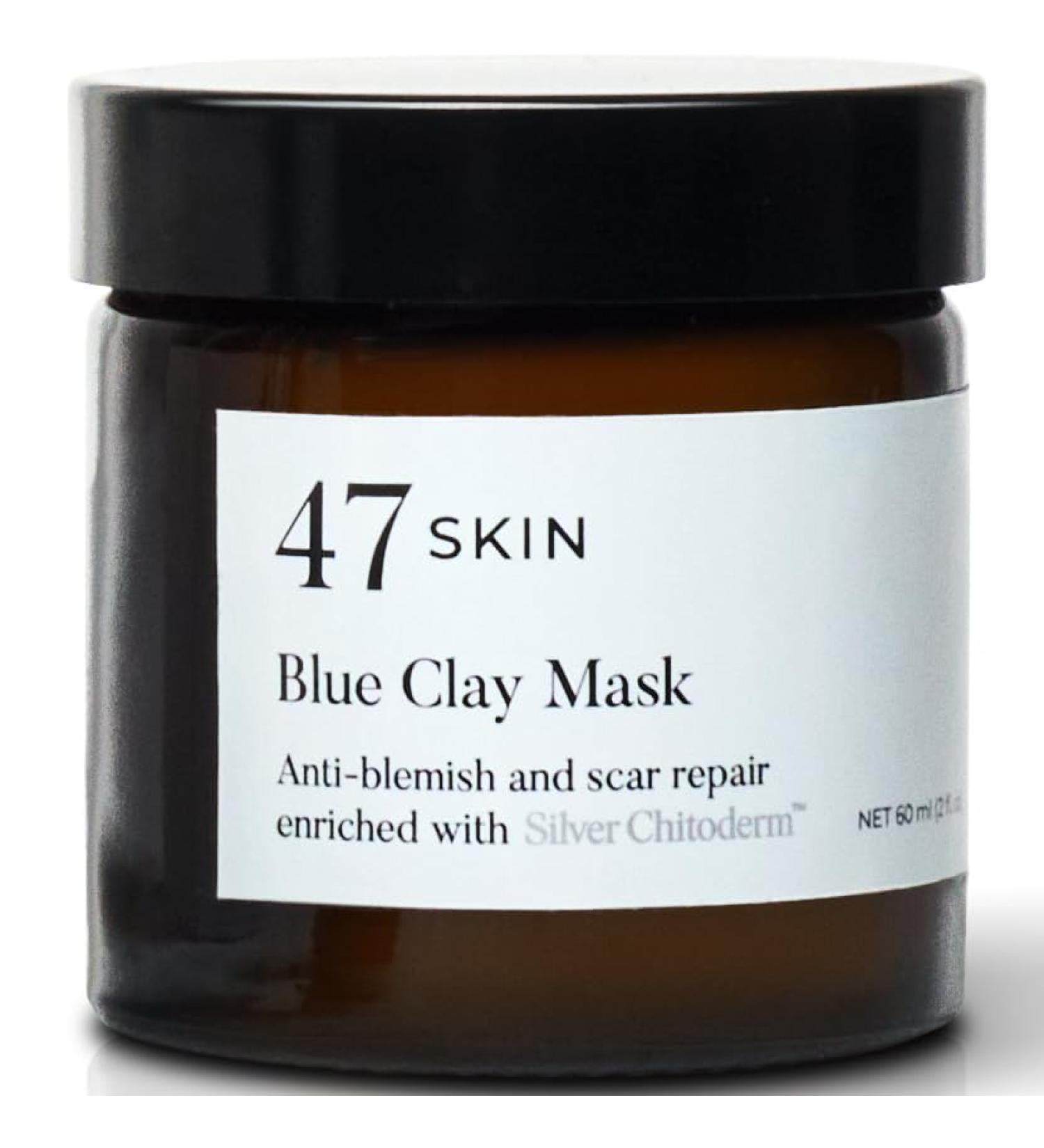 47 Skin | Blue Cambrian Clay Face Mask | Full of Natural Minerals that Nourish Skin Heals Breakouts | Anti Blemish Scar Repair Smoothes Fine Lines Revitalises Brightens and Detoxifies Skin | 60ml - Buy Online on GoSupps.com