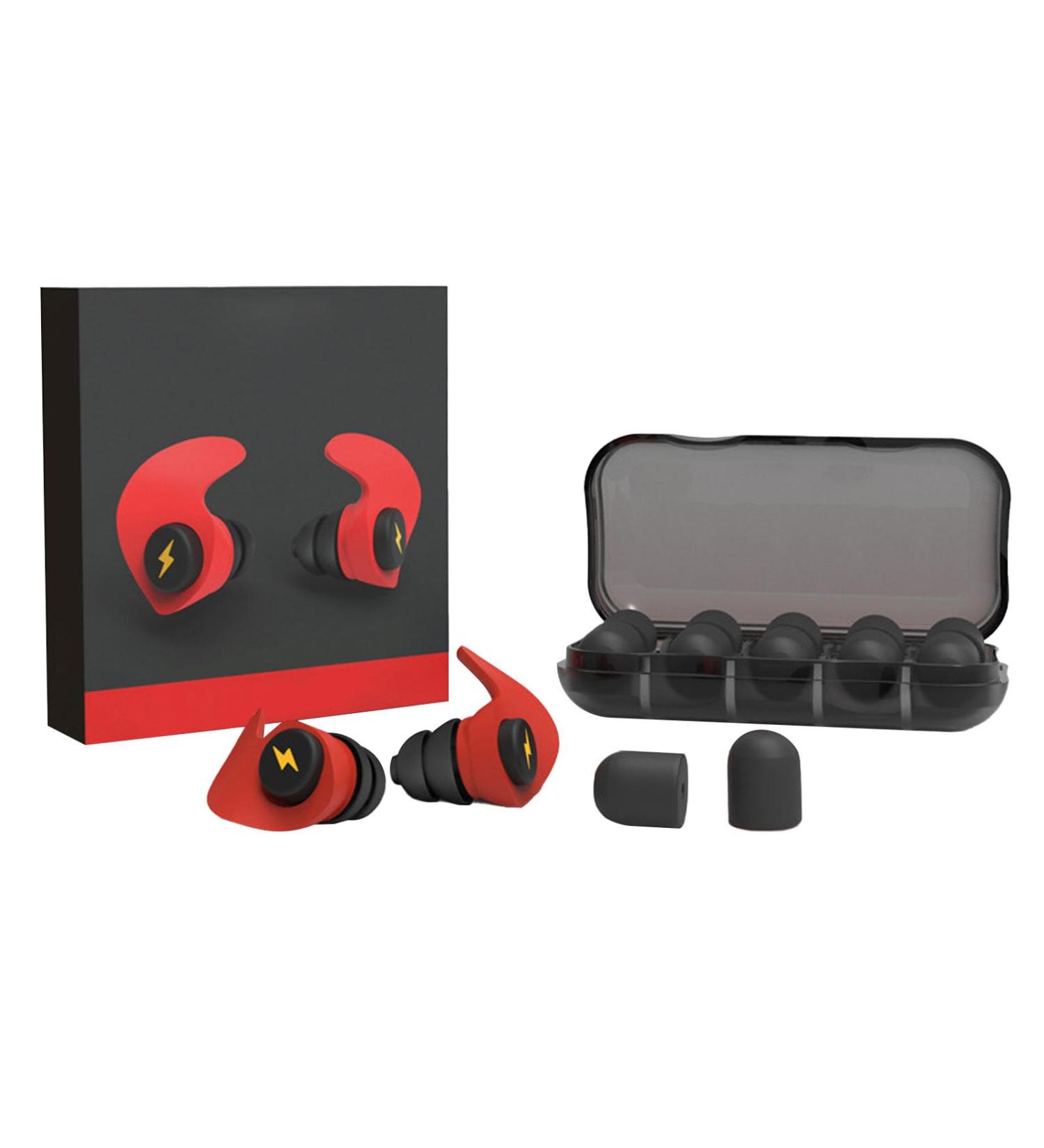 High-Quality Ear Plugs for Sleeping - Noise Cancelling Silicone Ear Plugs (12 Pcs) - Sound Reduction & Comfort - Red - Buy Online on GoSupps.com