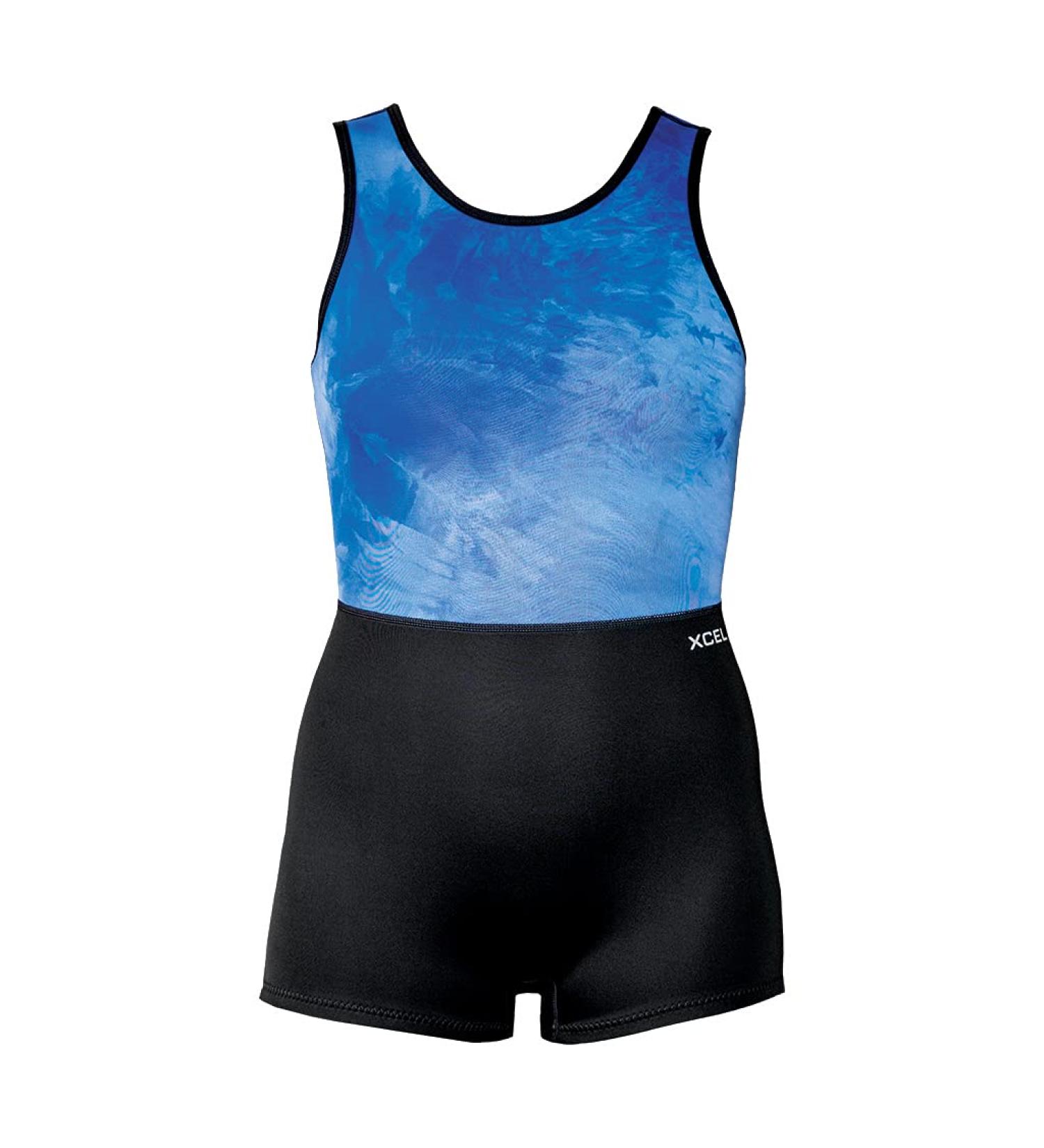 Xcel Womens Scoop Back Short Jane 1mm Wetsuit Black / Blue Tie Dye 4