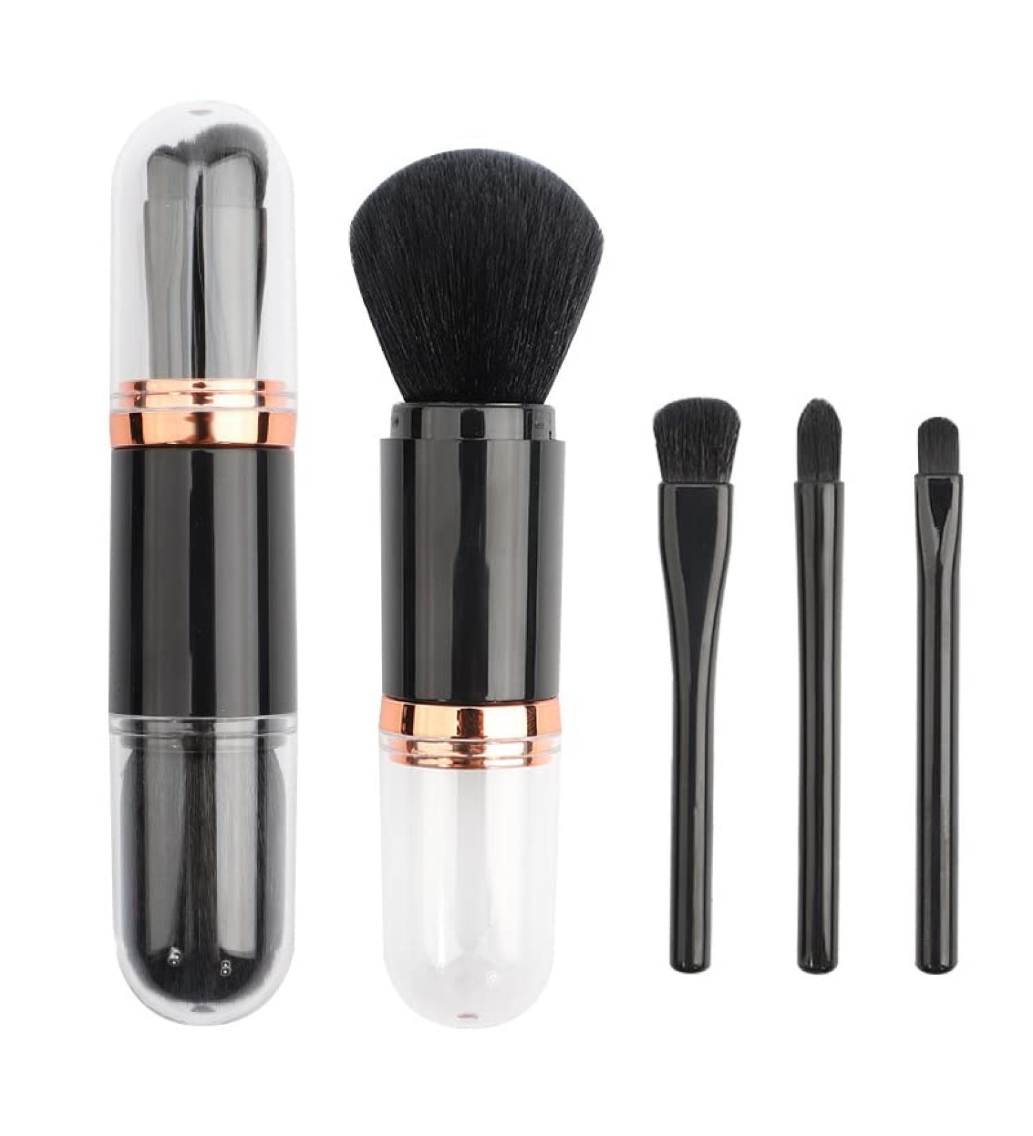4 in 1 Makeup Brush Set Mwoot Portable Travel Lip Brush Foundation Blending Powder Brush Nail Art Dust Brush Retractable Mini Facial Cosmetic Makeup Tools (Black) - Buy Online on GoSupps.com