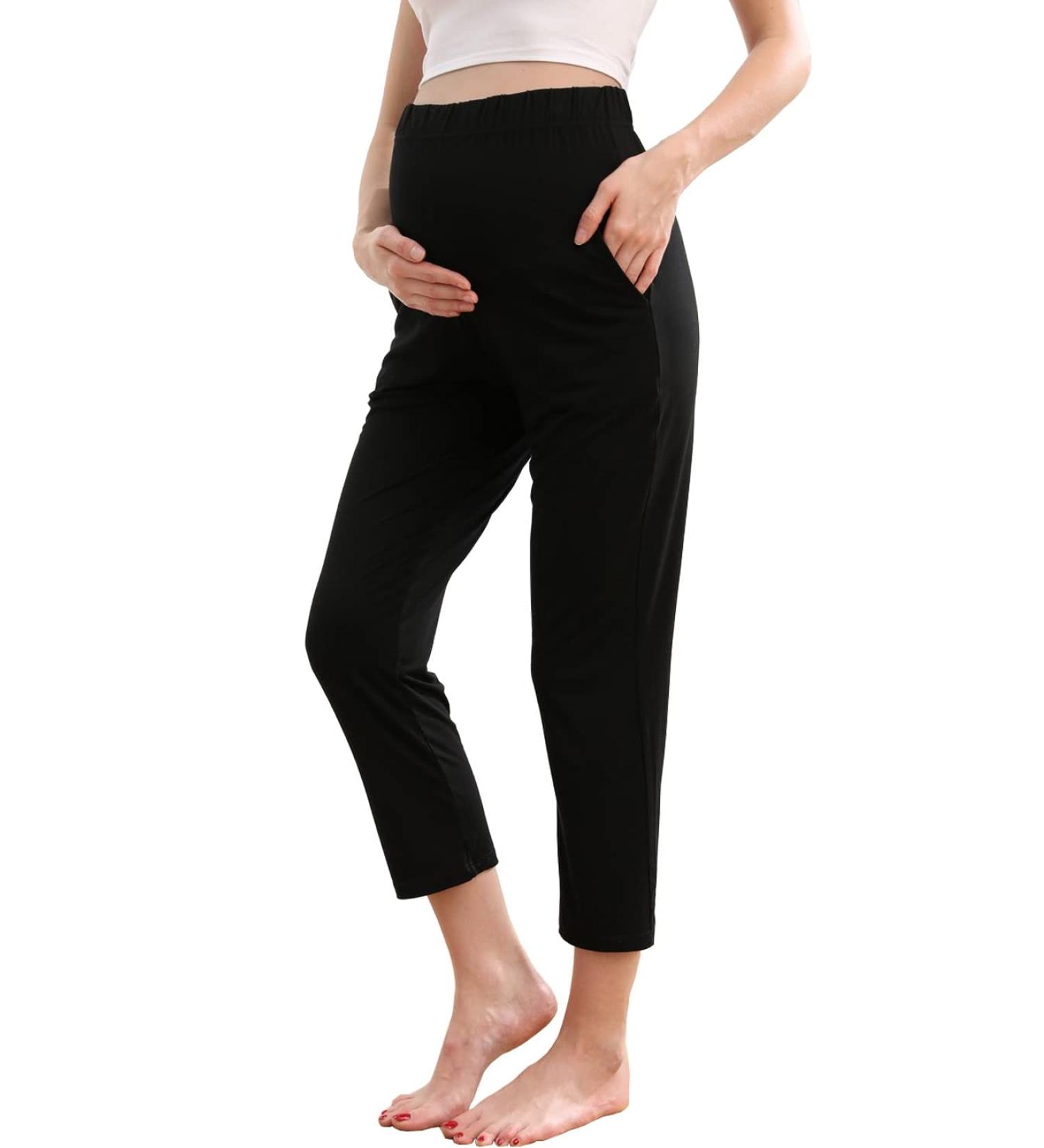 ZUMIY Maternity Lounge Pants XL Black | Over The Belly Stretchy Activewear Sweatpants - Buy Online on GoSupps.com