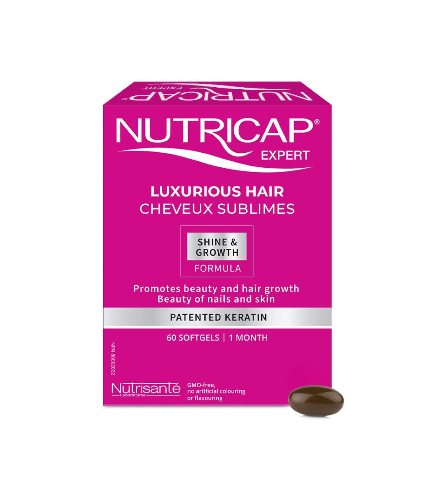 Nutricap Luxurious Hair - Patented Keratin - Shine & Hair Growth - Keratin, Zinc, Vitamins - 60 capsules -1 Month Treatment - Buy Online on GoSupps.com