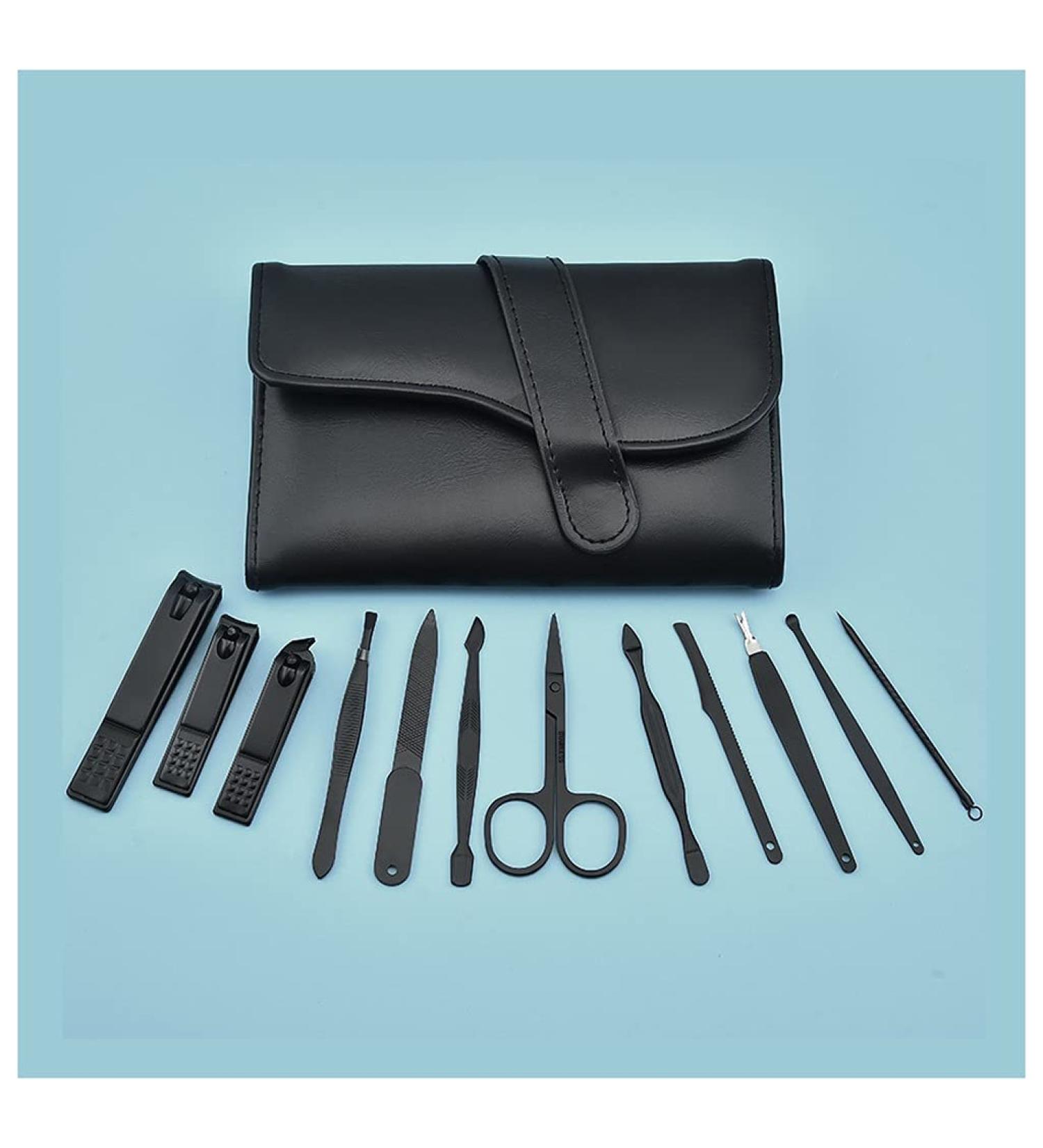 Nail Clippers Set Stainless Steel Nail Clippers with Built-in Nail File Sharp Nail Clippers for Men 12 Pieces Black - Buy Online on GoSupps.com