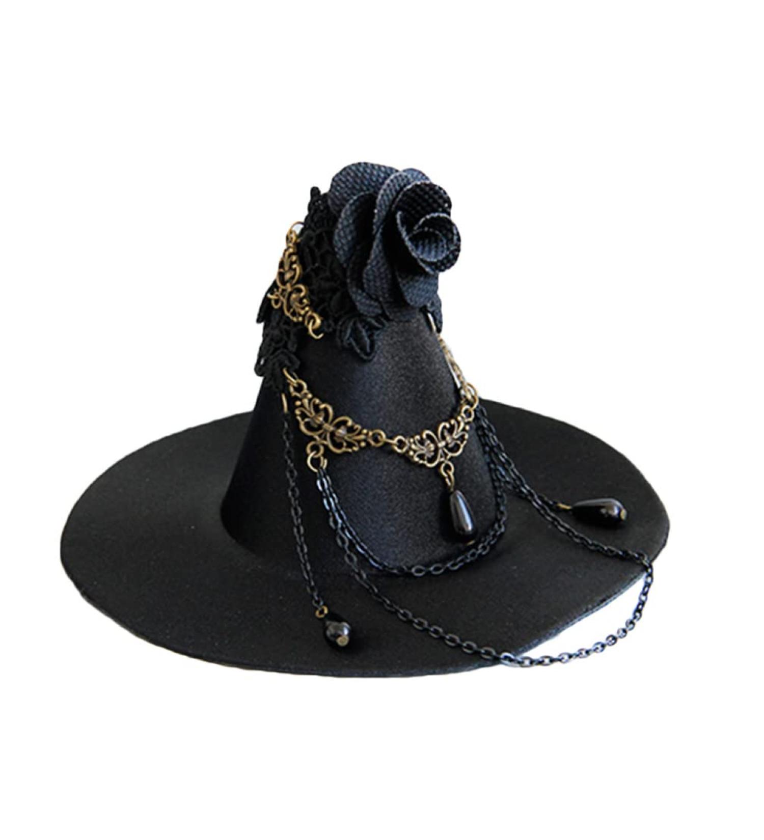 LALAFINA Black Witch Hat Gothic Top Hat Hairpin Halloween Vintage Hat Hair Clip for Cosplay Festival Masquerade - Buy Online on GoSupps.com