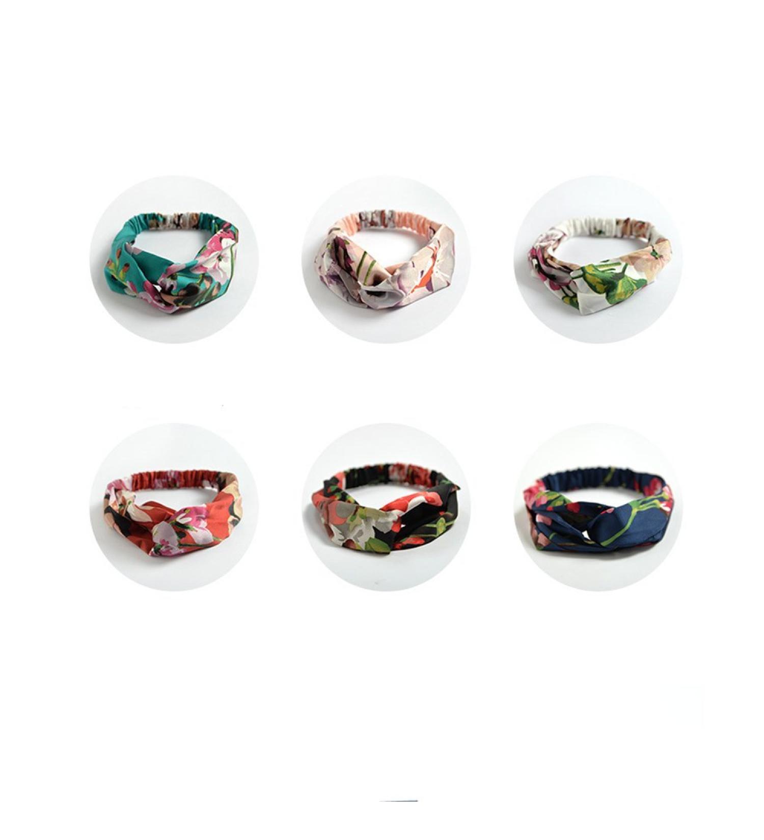 Boho Floral Silk Satin Headband Set - 6 Pcs Twisted Turban Head Wraps for Women and Girls - Perfect for Sports and Fashion - Buy Online on GoSupps.com