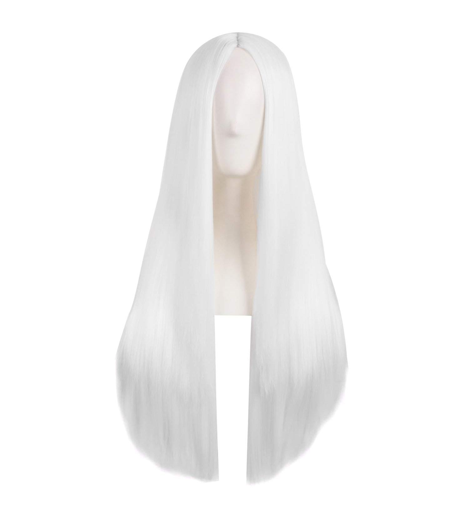 MapofBeauty 28 Inch Women's Long Straight Synthetic Wig - Special Natural White Hair - Buy Online on GoSupps.com