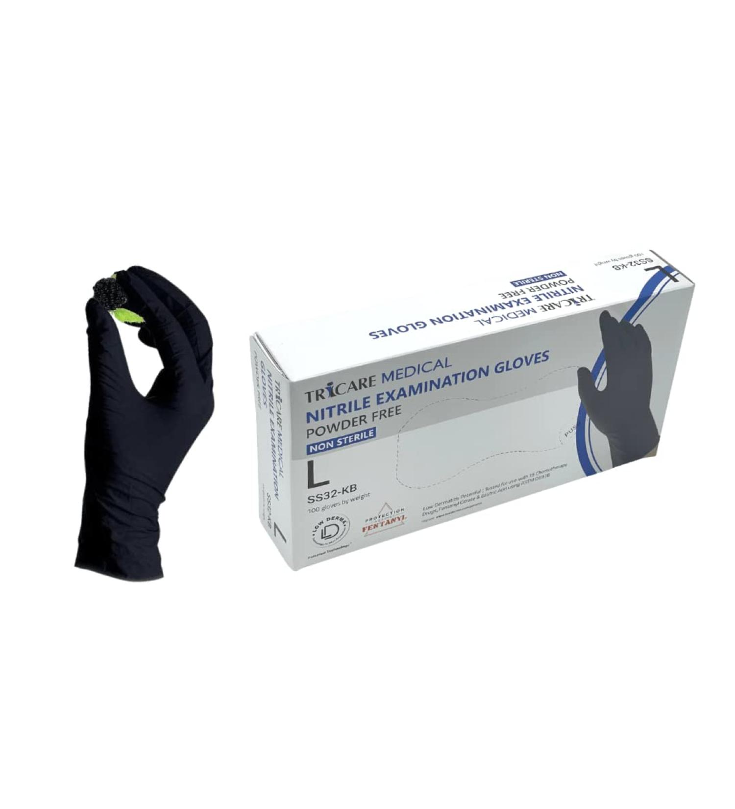 TRICARE Nitrile Exam Gloves Low Derma Chemo Drug Tested 3.5 Mil XL - 100 Pack Berry Black - Buy Online on GoSupps.com