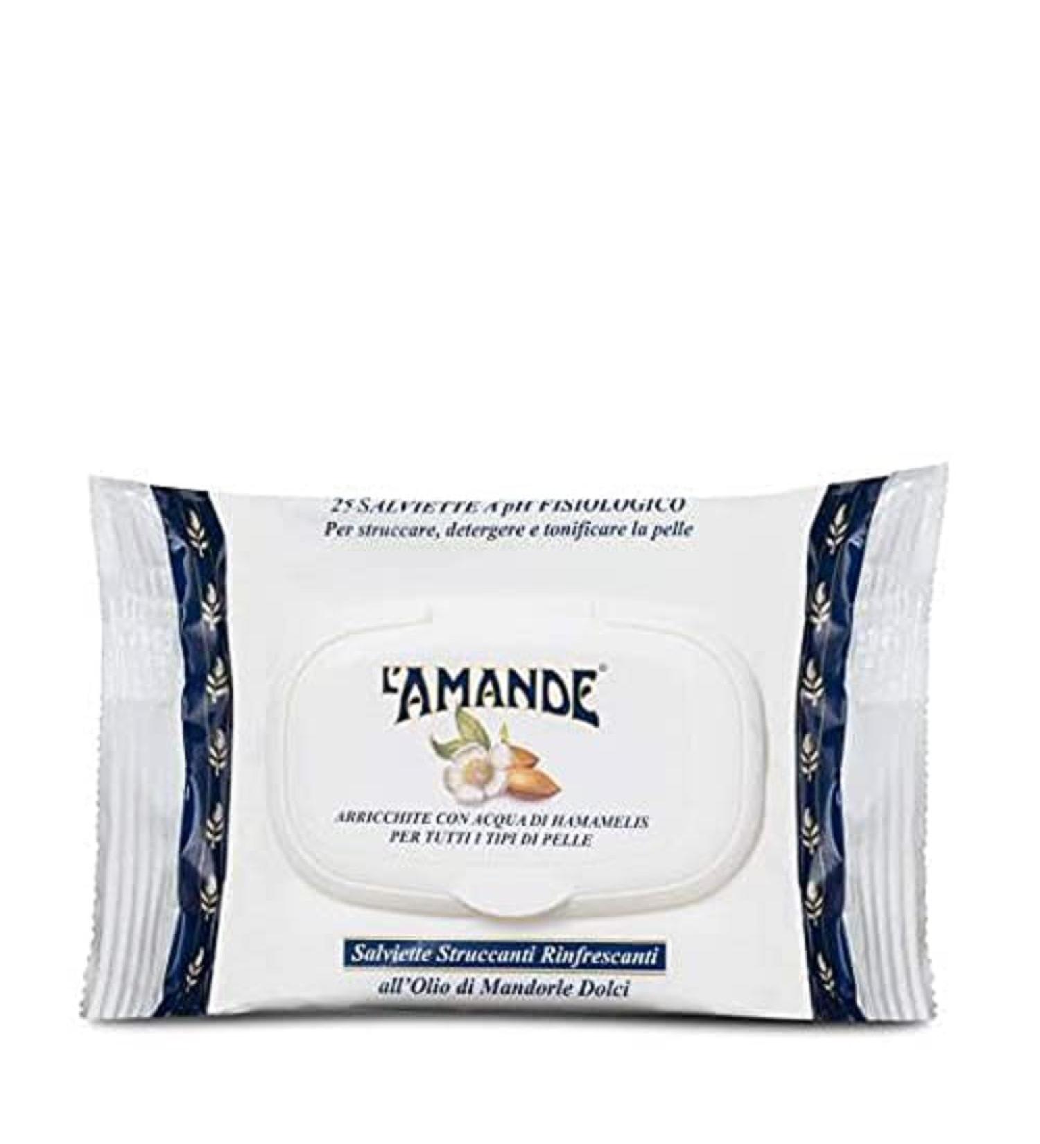 L'Amande Salviette Struccanti All'Olio Di Mandorle Dolci 25 Pezzi - Buy Online on GoSupps.com