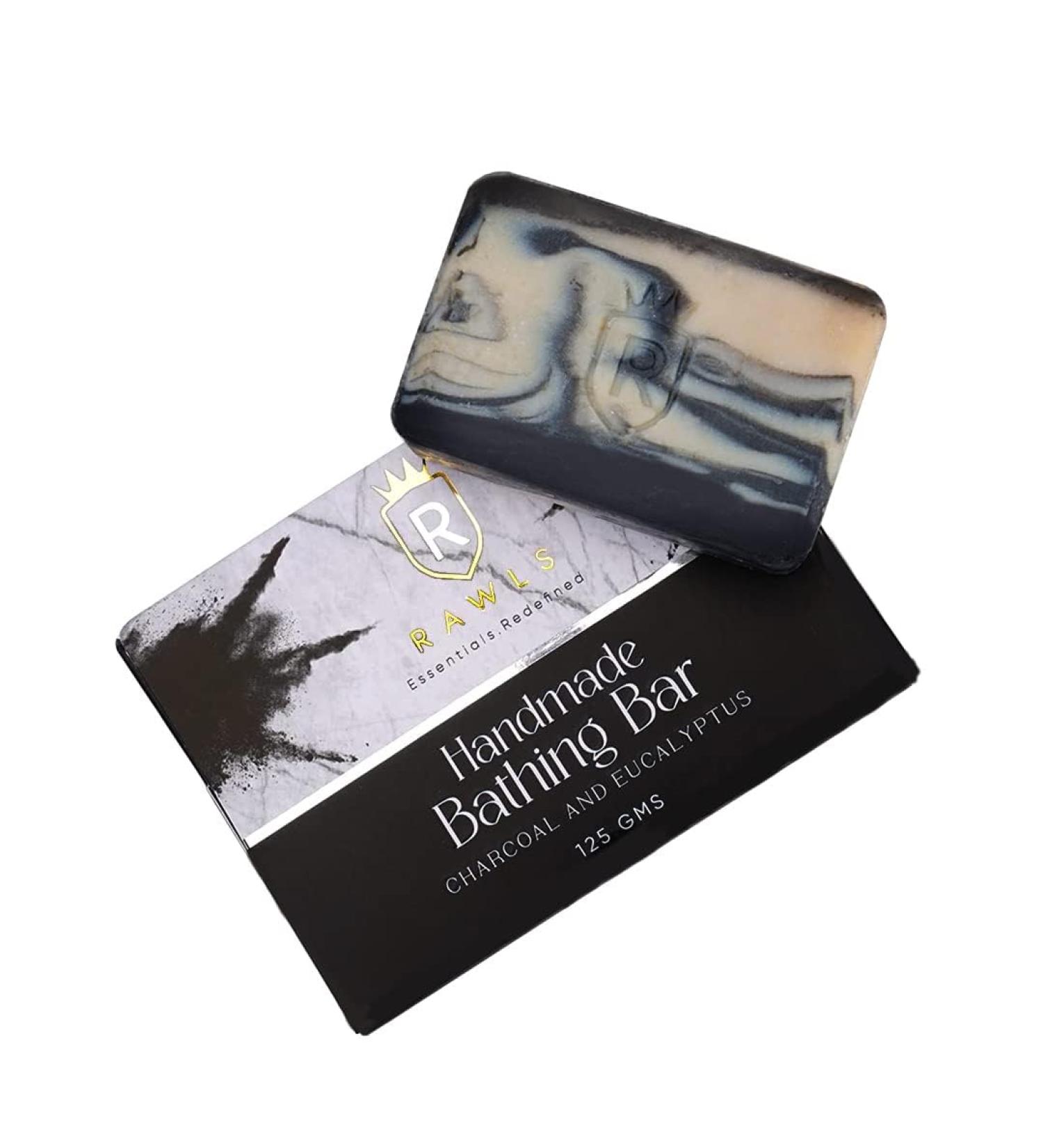 R-awls Charcoal Bath Soap - Deep Cleansing Anti-Pollution Handmade with Activated Charcoal & Eucalyptus Oil - 125g for Men & Women - Buy Online on GoSupps.com