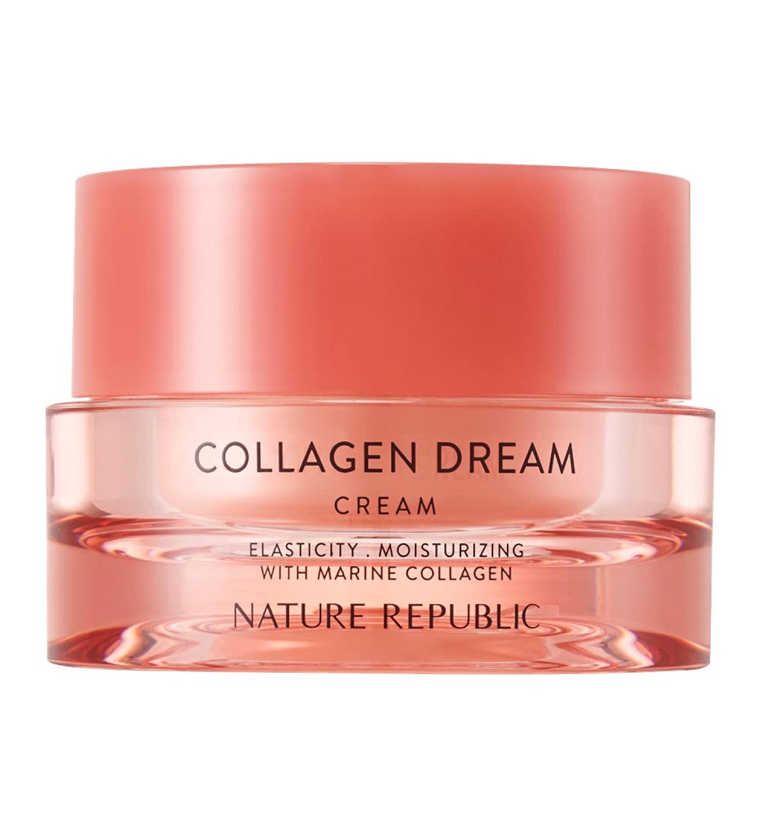 Moisturizing Collagen Dream 70 Face Cream - Nature Republic Every Day Skin Care Elasticity Texture Wrinkle Improvement Soft Moist Marine Ingredients 50ml/1.69fl.oz