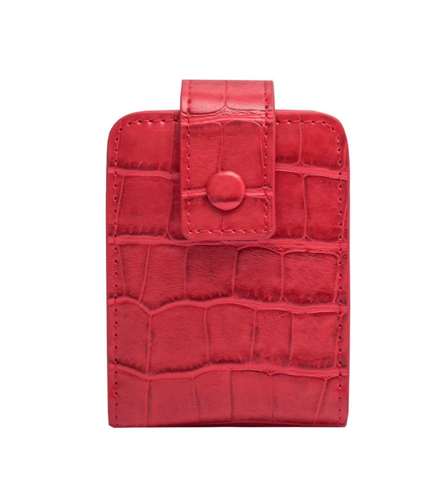 Aolaso Lipstick Case - Genuine Leather Lipstick Organizer with Mirror | Mini Cosmetic Storage for Women - Stylish Red Design - Buy Online on GoSupps.com