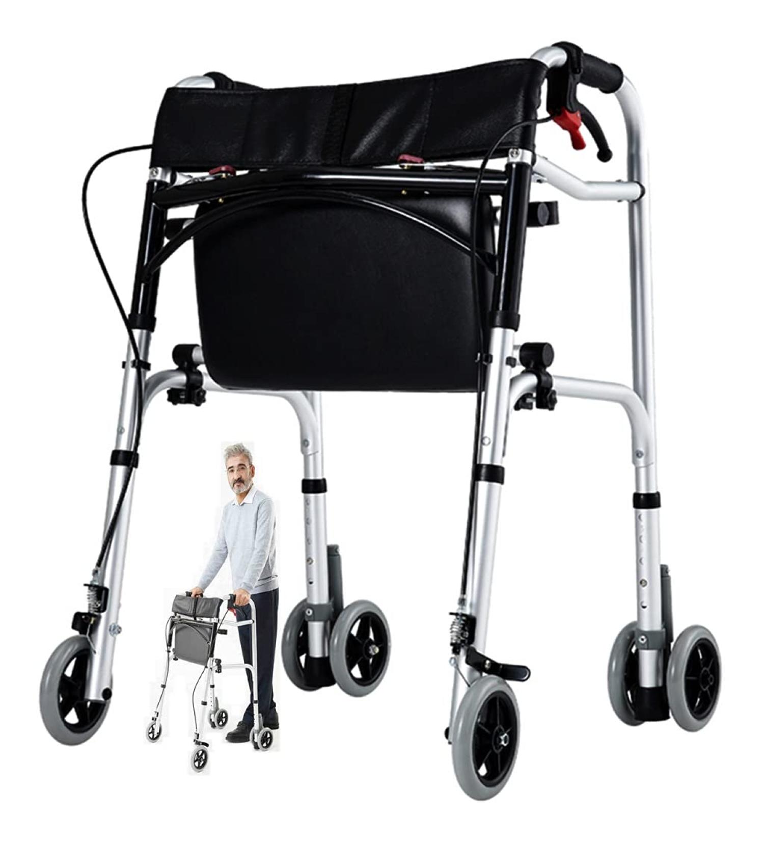 Rollator Walkers Rollators Standing Rehabilitation Elderly Crutches Crutches Four-Legged Stool Multifunctional Crutches Fracture Assist Elderly Walking Aid with Wheeled Crutches Portable Lofty - Buy Online on GoSupps.com