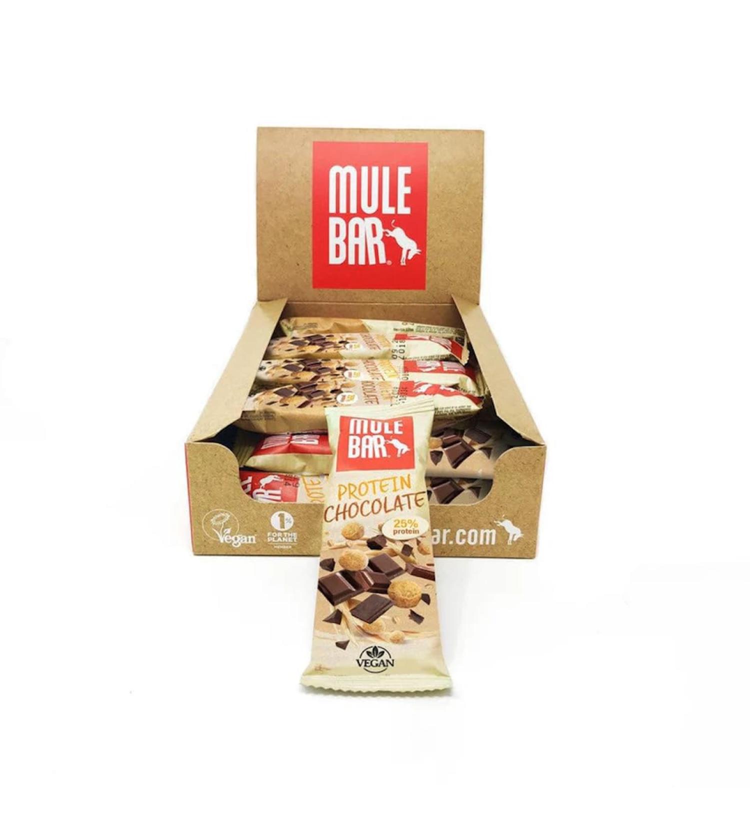 MULEBAR - Box of 15 Protein Bars - Chocolate - Rich in Protein - Soft Texture - Easy to Digest - 100% Natural Organic Vegan - Made in France - 40gr - Buy Online on GoSupps.com