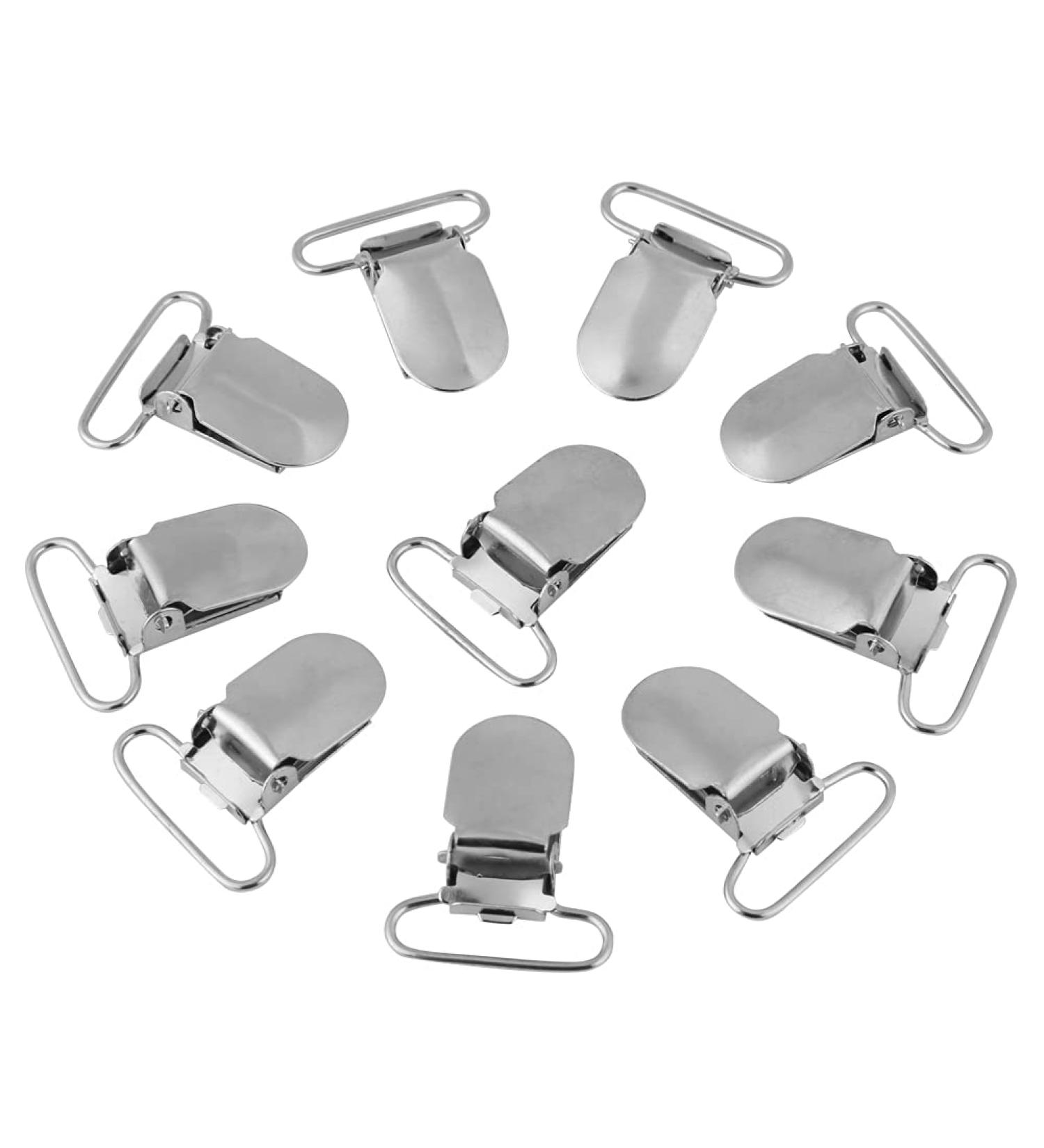 Buy Silver Metal Trousers Clips & Baby Pacifier Strap Snap Lock - Bed Sheet Mounting Clips for Pacifier Holders & Bibs (25mm/0.98in) - International Shipping Available - Buy Online on GoSupps.com