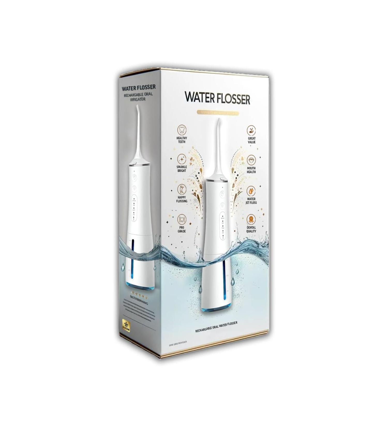 5-Star Cordless Water Flosser - USB Rechargeable Electric Oral Irrigator | 4 Modes for Professional Dental Care | Portable Teeth Flosser - Ideal for Travel - Buy Online on GoSupps.com