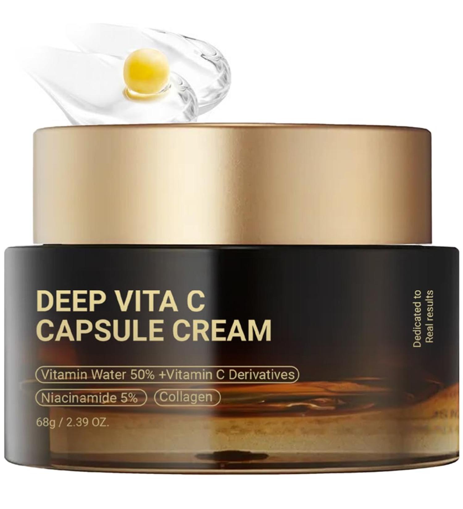 Deep Vitamin C Golden Capsule Face Moisturizer - Liposome Capsules For Wrinkles Skin Radiance - Transparent Gel with Collagen & Niacinamide for Firming Repairing Hydrating Skin Care - Buy Online on GoSupps.com