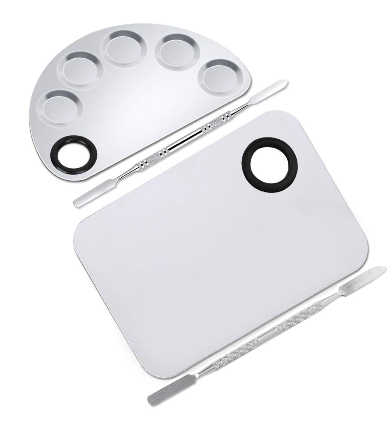 Ckanday 2 SPACK Professional Makeup Palette & Stainless Steel Cosmetic Spatula Set - Mix Foundation Effortlessly - Buy Online on GoSupps.com