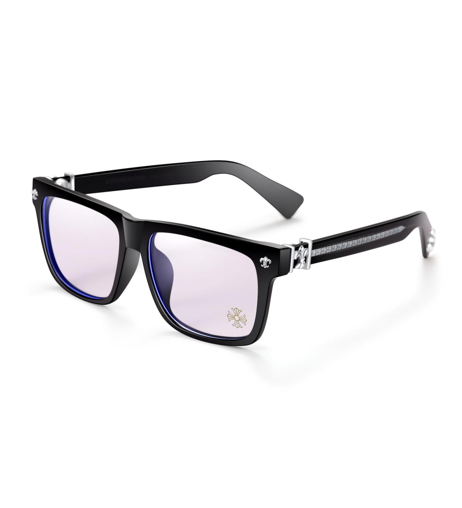 Trendy Blue Light Glasses for Women & Men - Square TR90 Frame for Computer Gaming & TV - Black & Silver - Buy Online on GoSupps.com