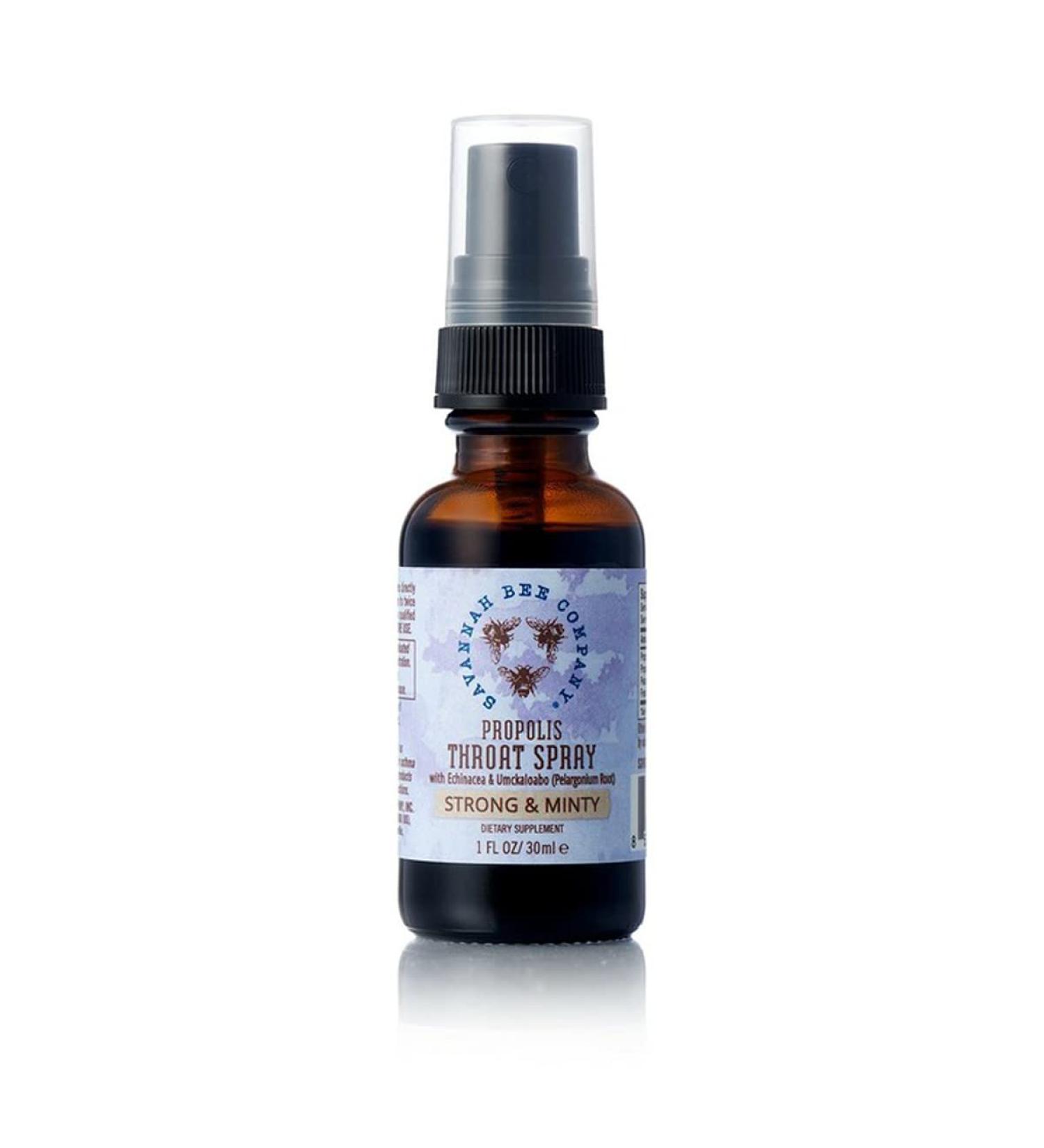 Savannah Bee Company Strong Minty Propolis Spray 1 Fl Oz - Natural Soother, Gluten Free, Nut Free, Soy Free! - Buy Online on GoSupps.com