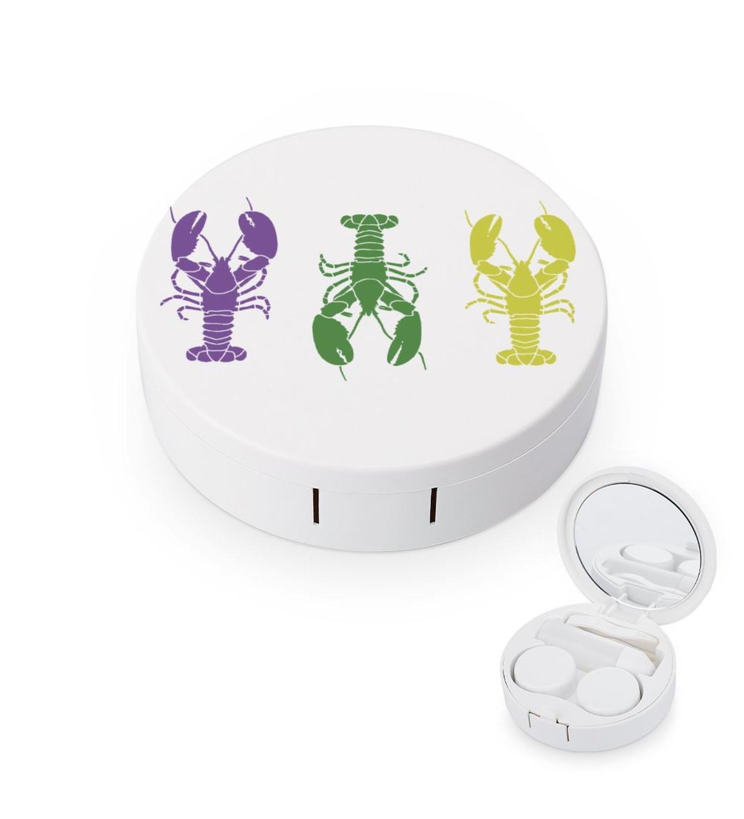 Mardi Gras Crawfish Round Contact Lens Kit - Portable & Cute Storage Box with Mirror - Buy Online on GoSupps.com