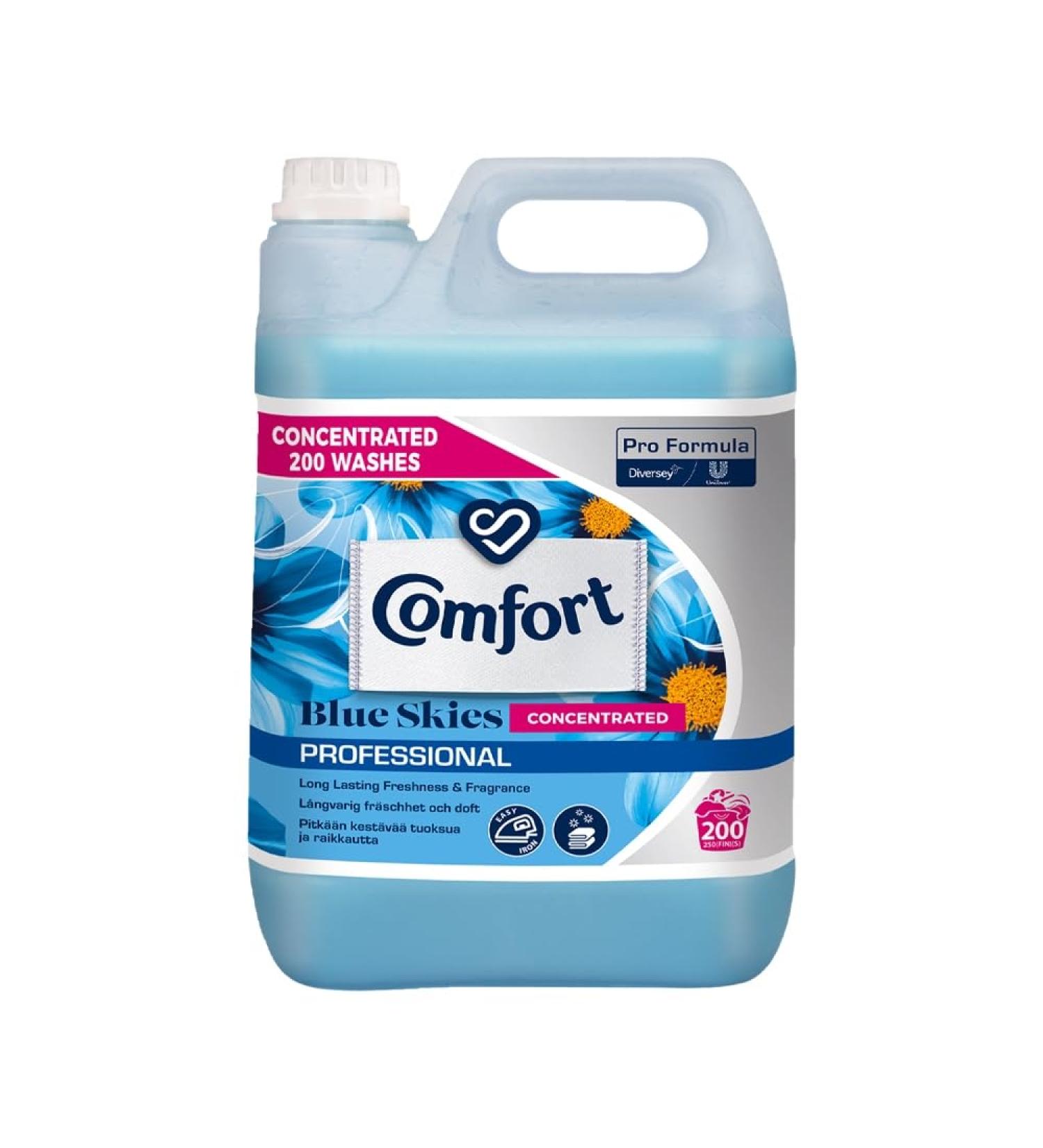 Comfort Professional Formula Blue Skies Concentrated Fabric Softener - 5L (200 Washes) | Long-Lasting Freshness for Your Laundry | Fabric Softener | Detergent 5 l (Pack of 1) - Buy Online on GoSupps.com