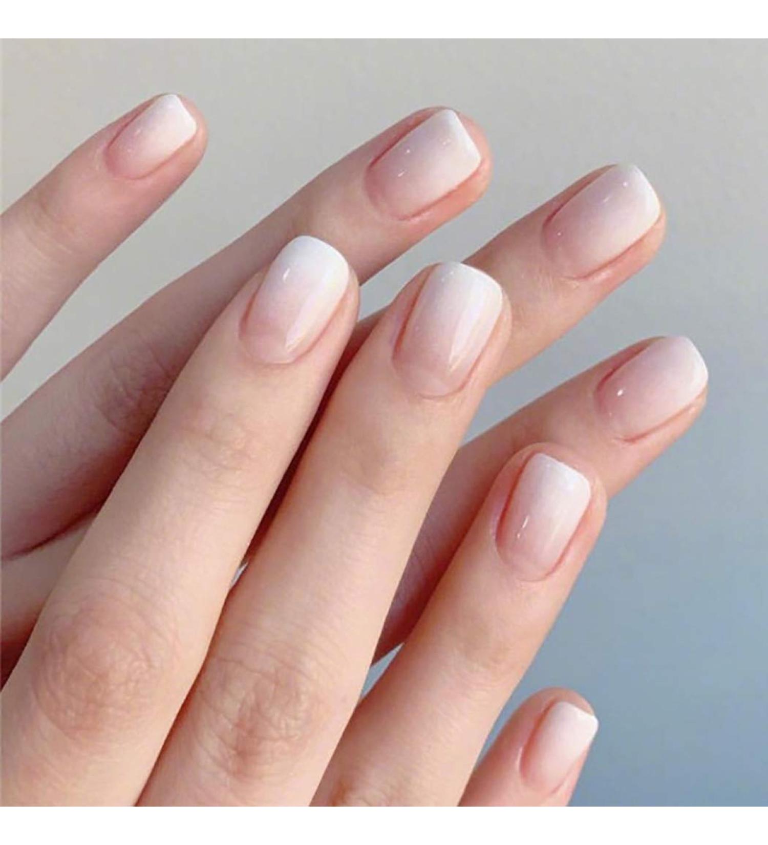 Jawseu 24 pcs White Short Coffin Artificial Nails - Easy Stick-On Nail Tips for DIY Nail Art & Salons - Buy Online on GoSupps.com