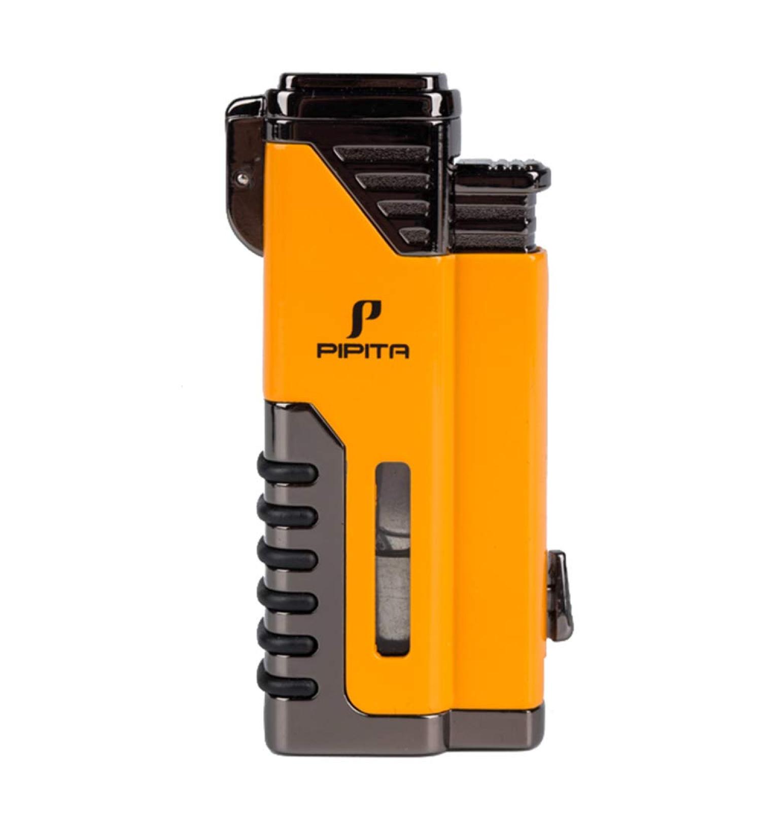 PIPITA Torch Lighter Windproof Cigar Lighter Red Four Jet Flame Adjustable Refillable Inflatable Butane Gas Lighter with Punch (Without Gas) - Buy Online on GoSupps.com