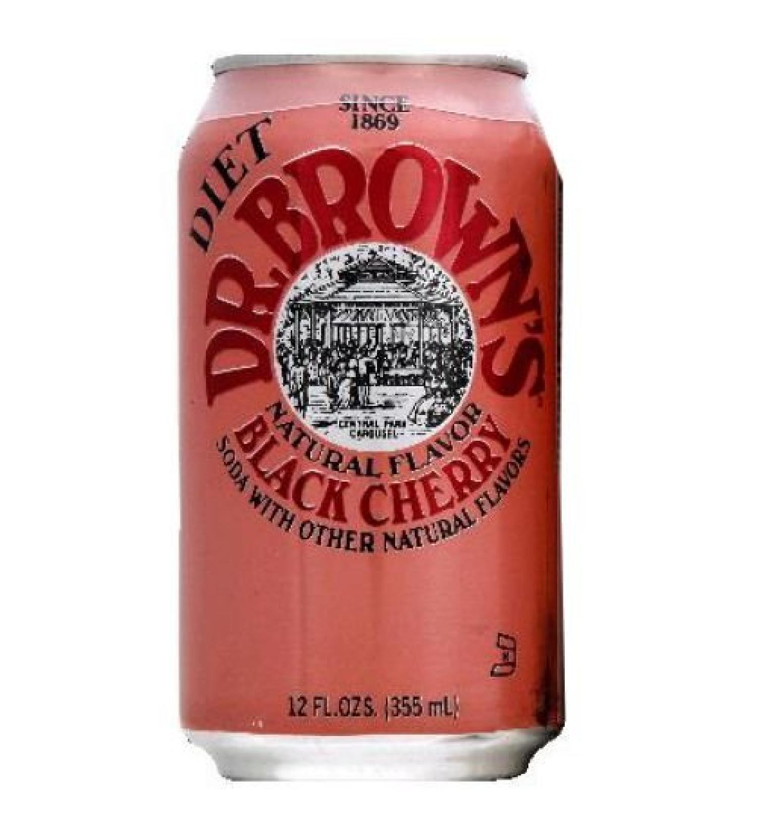 Dr. Brown's Diet Black Cherry Soda, 24 cans (Pack of 4) Cherry 12 Fl Oz (Pack of 24)