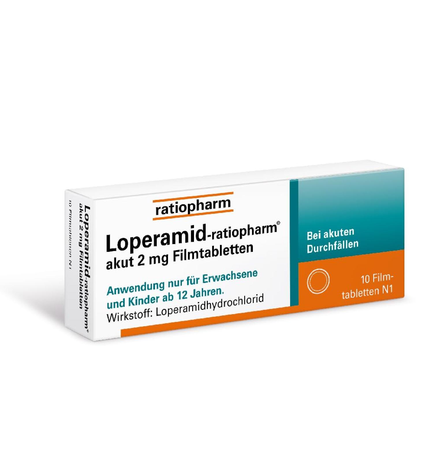 Loperamide Ratiopharm 2 mg Film-Coated Tablets - Fast Relief for Acute Diarrhea 10 Tablets - Effective on the Go - Buy Online on GoSupps.com