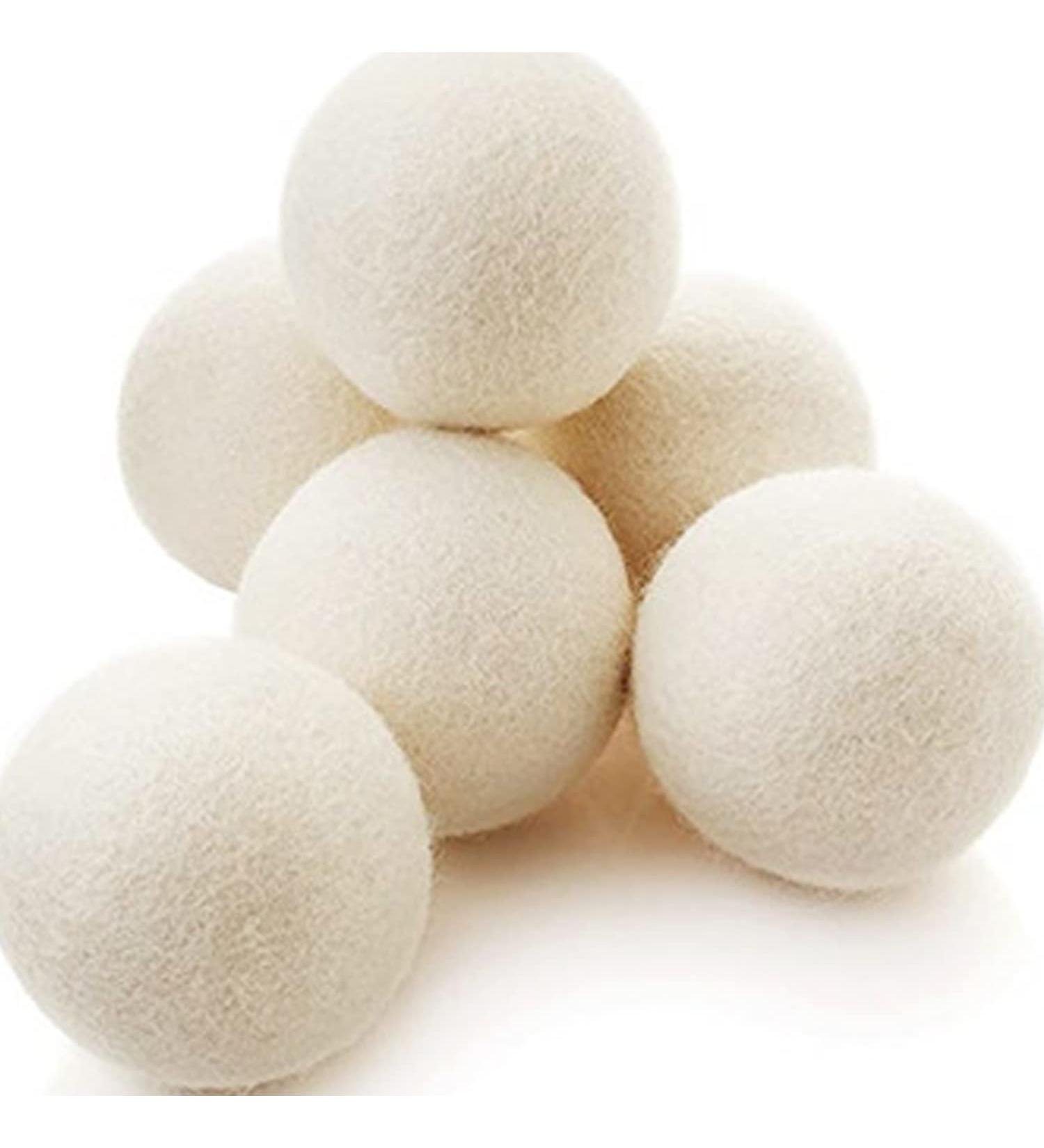 Natural Wool Dryer Balls White Laundry Balls Large Reusable Dryer Tumble Balls for Washing Pack of 6 - Buy Online on GoSupps.com