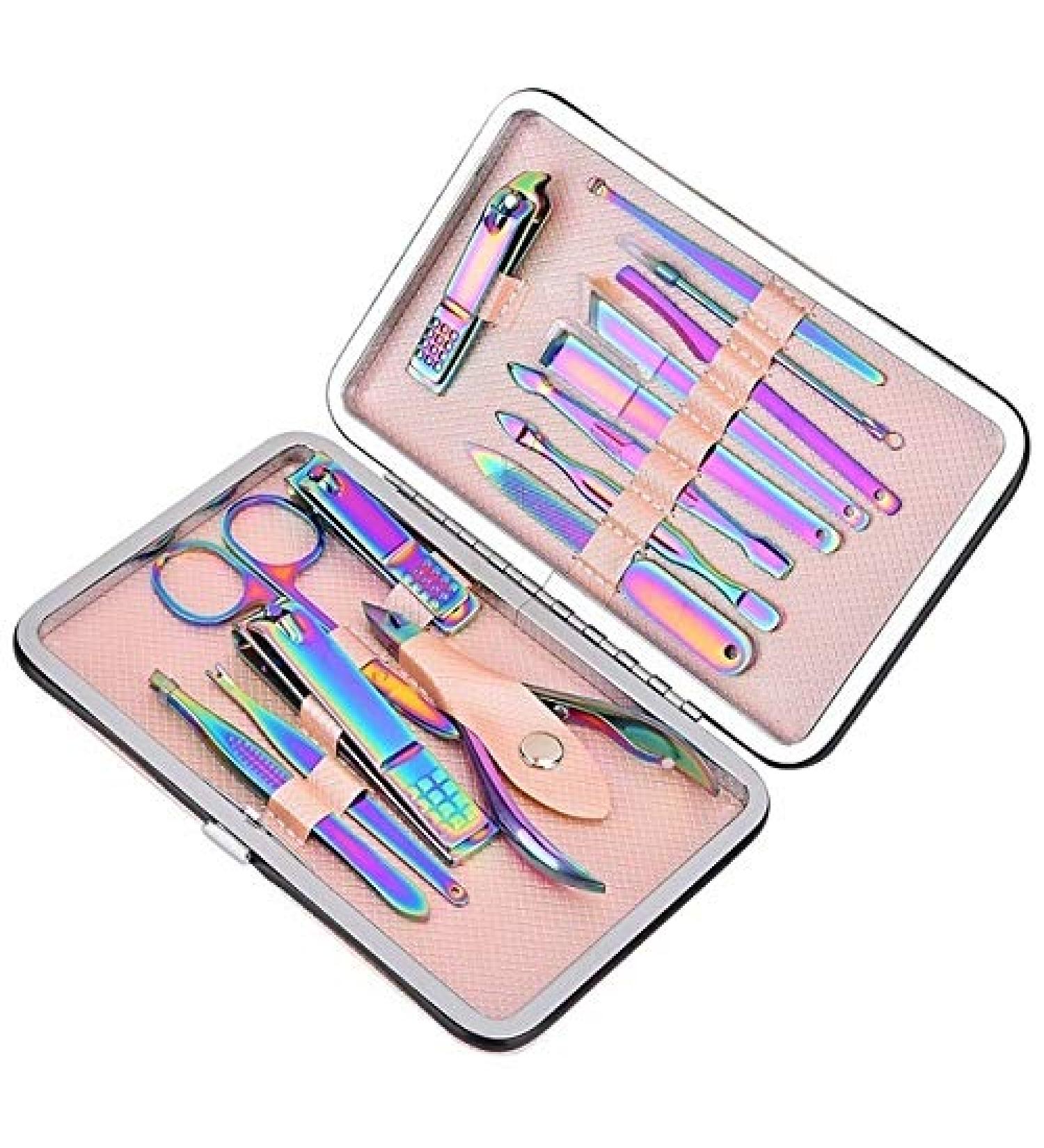 PSGS 1 Set Manicure Nail Kits Stainless Steel Clippers Cutter Pliers Sanding File Acne Needle Toenail Grooming Sets (Color : 15pcs Pink) - Buy Online on GoSupps.com