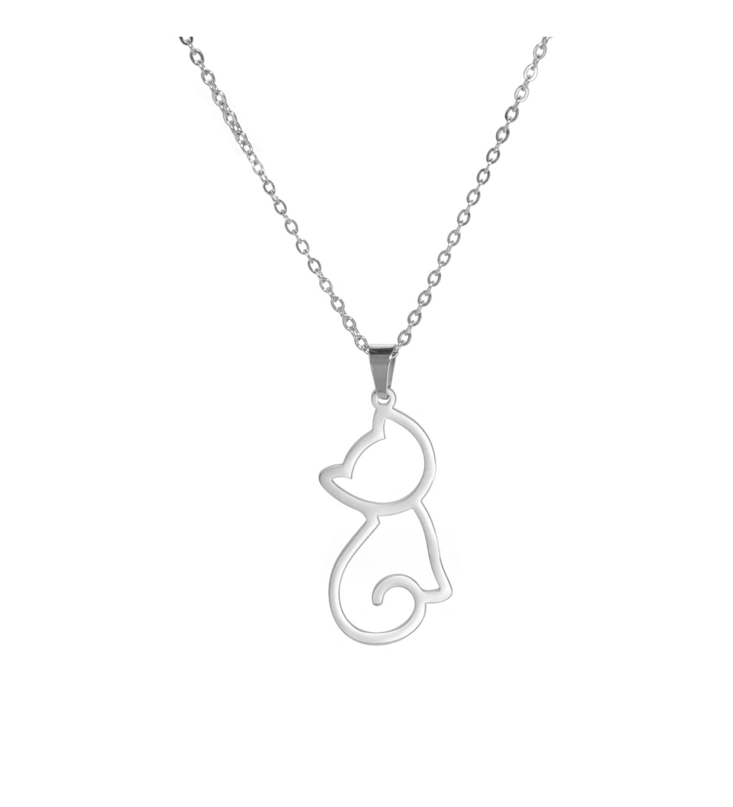 TEAMER Stainless Steel Pet Pendant Necklace - Cute Dog Cat Horse & Fox Jewelry for Women - Silver Chain - Buy Online on GoSupps.com