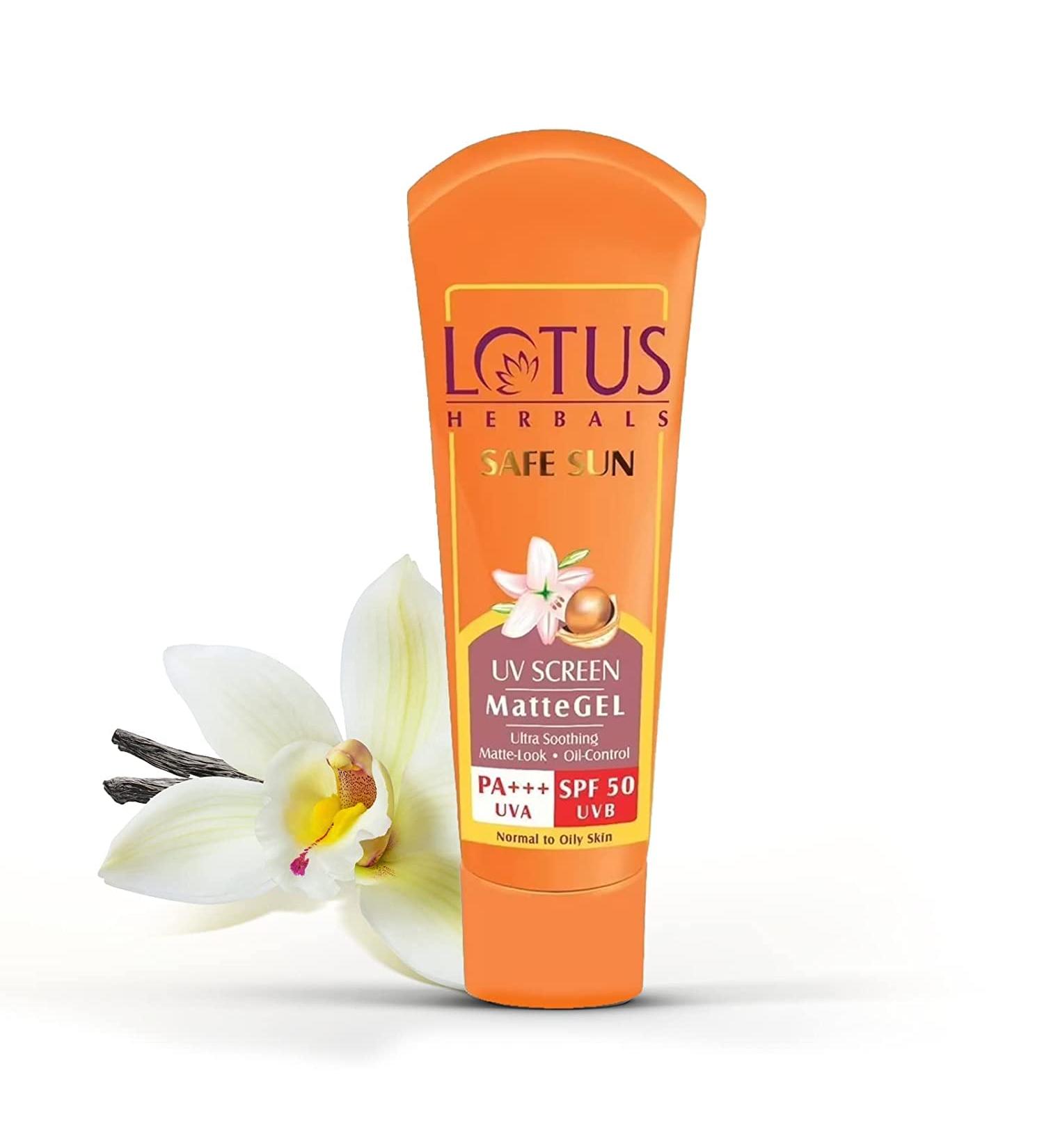 Lotus Herbals Safe Sun Invisible Matte Gel Sunscreen SPF 50 PA+++ For Men & Women Non-Greasy Suitable for Oily Skin 100g - Buy Online on GoSupps.com
