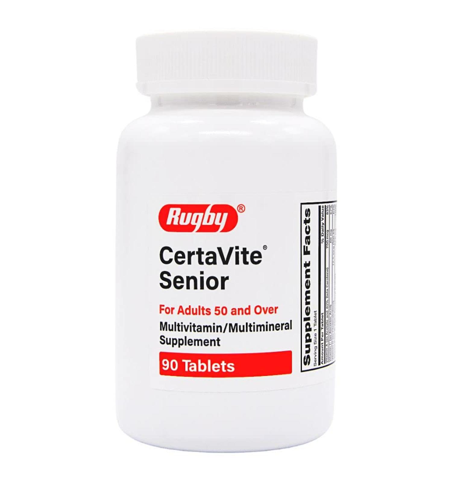 Rugby CertaVite Senior Multivitamin/Multimineral Supplement for Adults 50 and Over - 90 Tablets