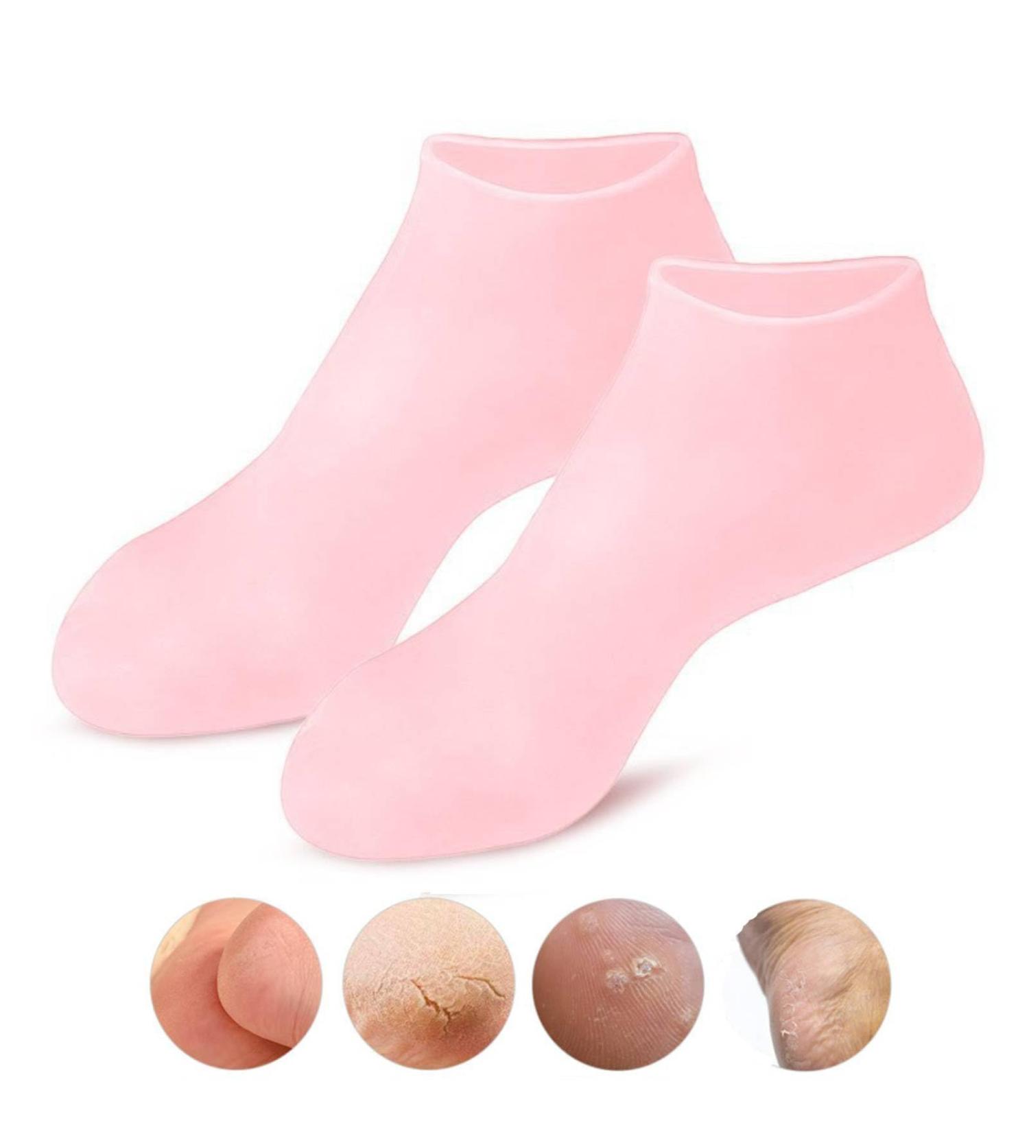 Buy 2 Pairs of Slip-Resistant Silicone Gel Socks - Moisturizing & Breathable Pedicure Socks for Men & Women (Sizes L & S) - Buy Online on GoSupps.com