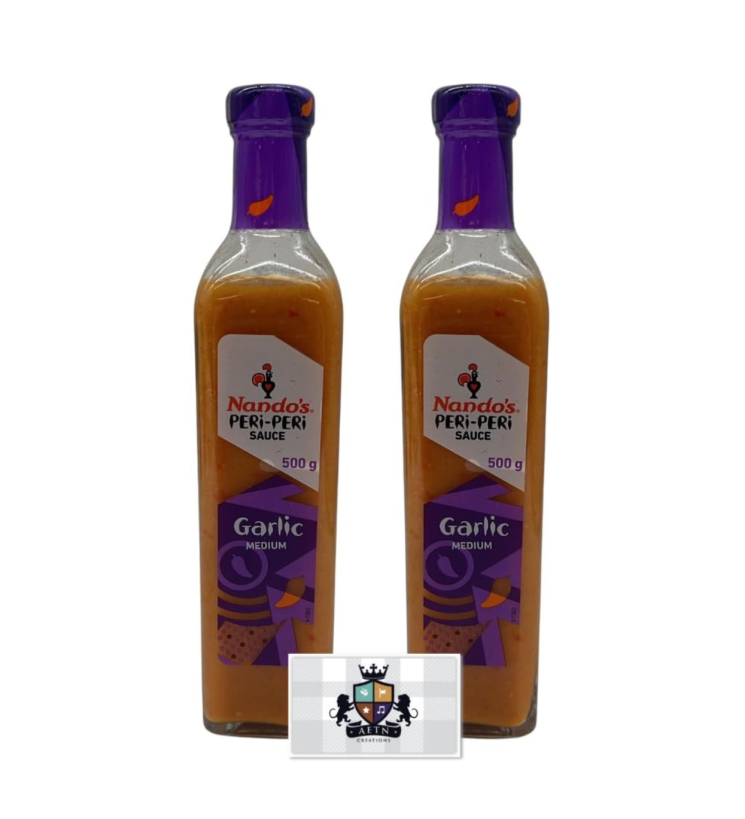 AETN Creations Nando's 2x500g Peri-Peri Garlic Flavourful Sauce for Marinating Add a Spicy and Tangy Twist to your Dishes with AETN Fridge Magnet - Buy Online on GoSupps.com