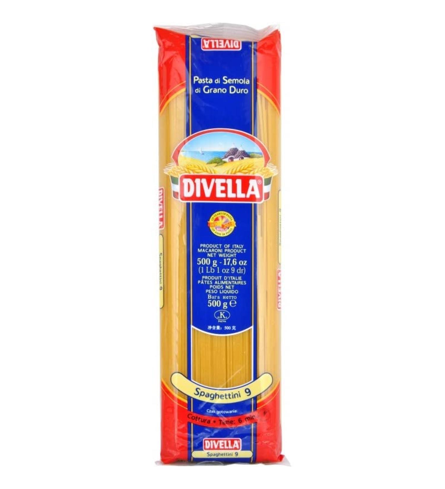 Italian Gourmet E.R. Divella Spaghettini No. 9 Pack of 10 durum wheat semolina pasta 500g + Italian Gourmet Polpa di Pomodoro 400g