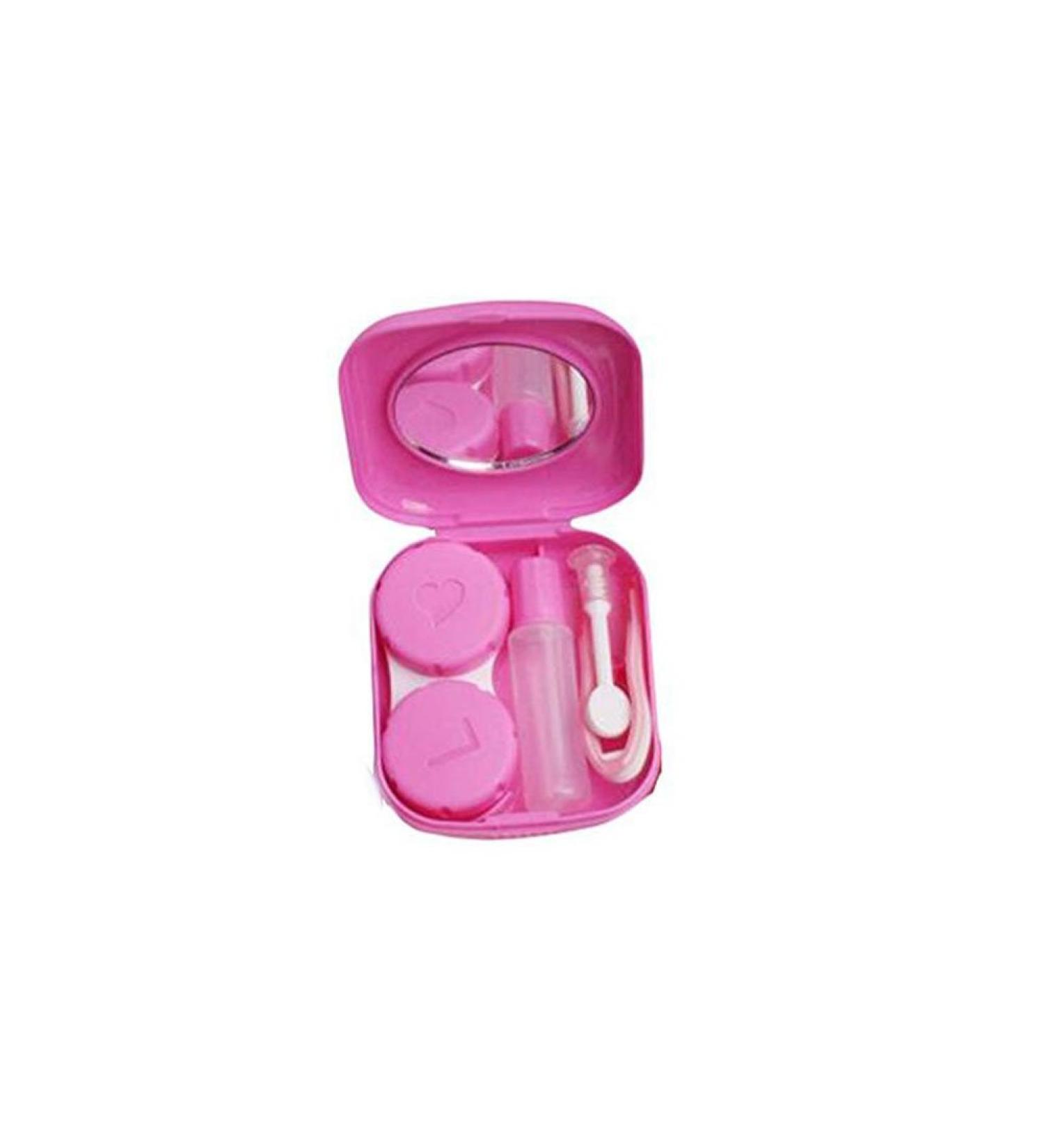 Hacoly Travel Mini Contact Lens Container - Rose Red Colored Design with Mirror & Tweezer Stick - Compact Invisible Glasses Case for International Shipping - Buy Online on GoSupps.com
