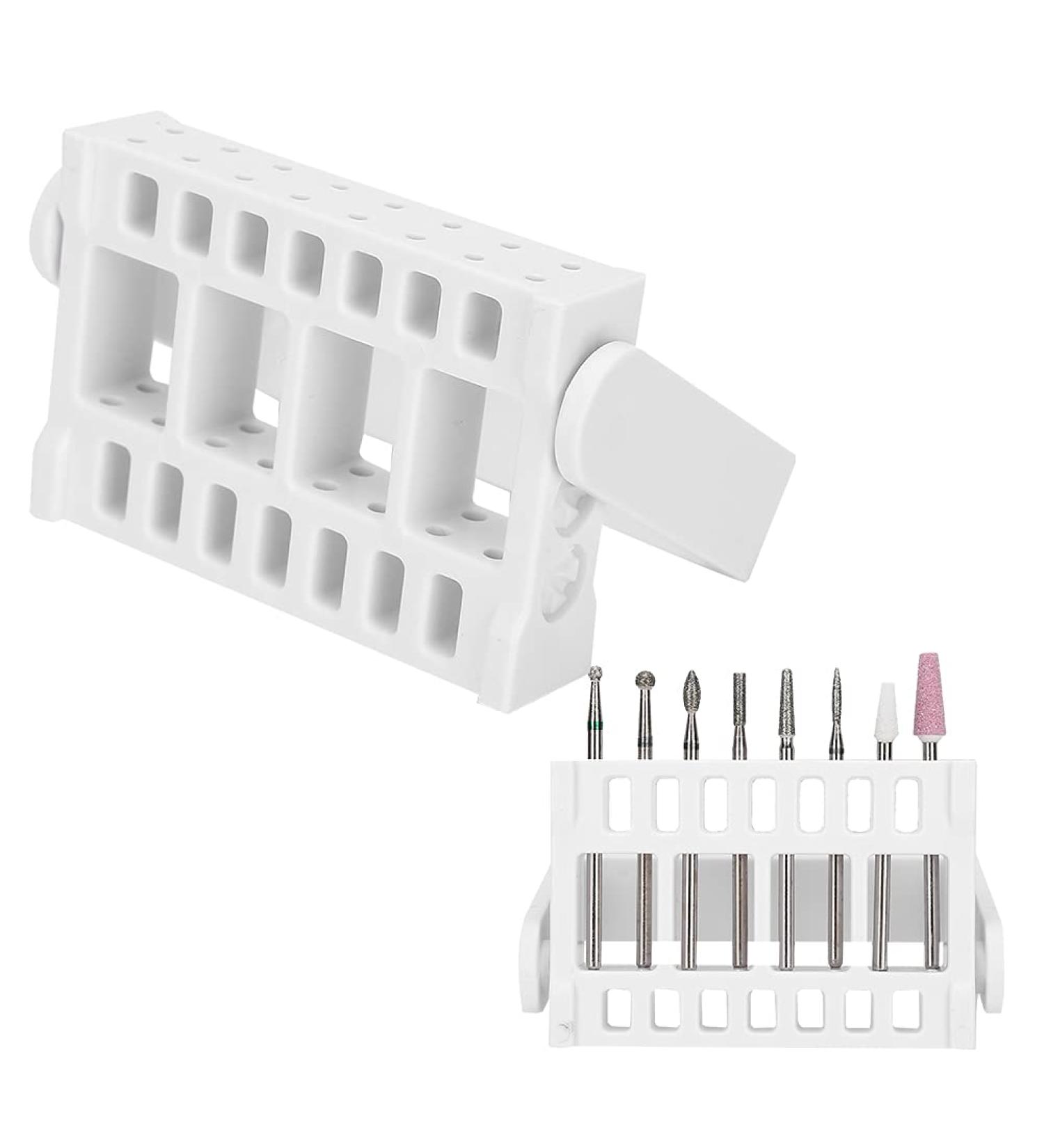 2 Pieces 16 Holes Nail Drill Bits Display Racks Holder Grinding Head Storage Box Organizer Callus Remover Dead Skin File Pedicure Tools (White) - Buy Online on GoSupps.com