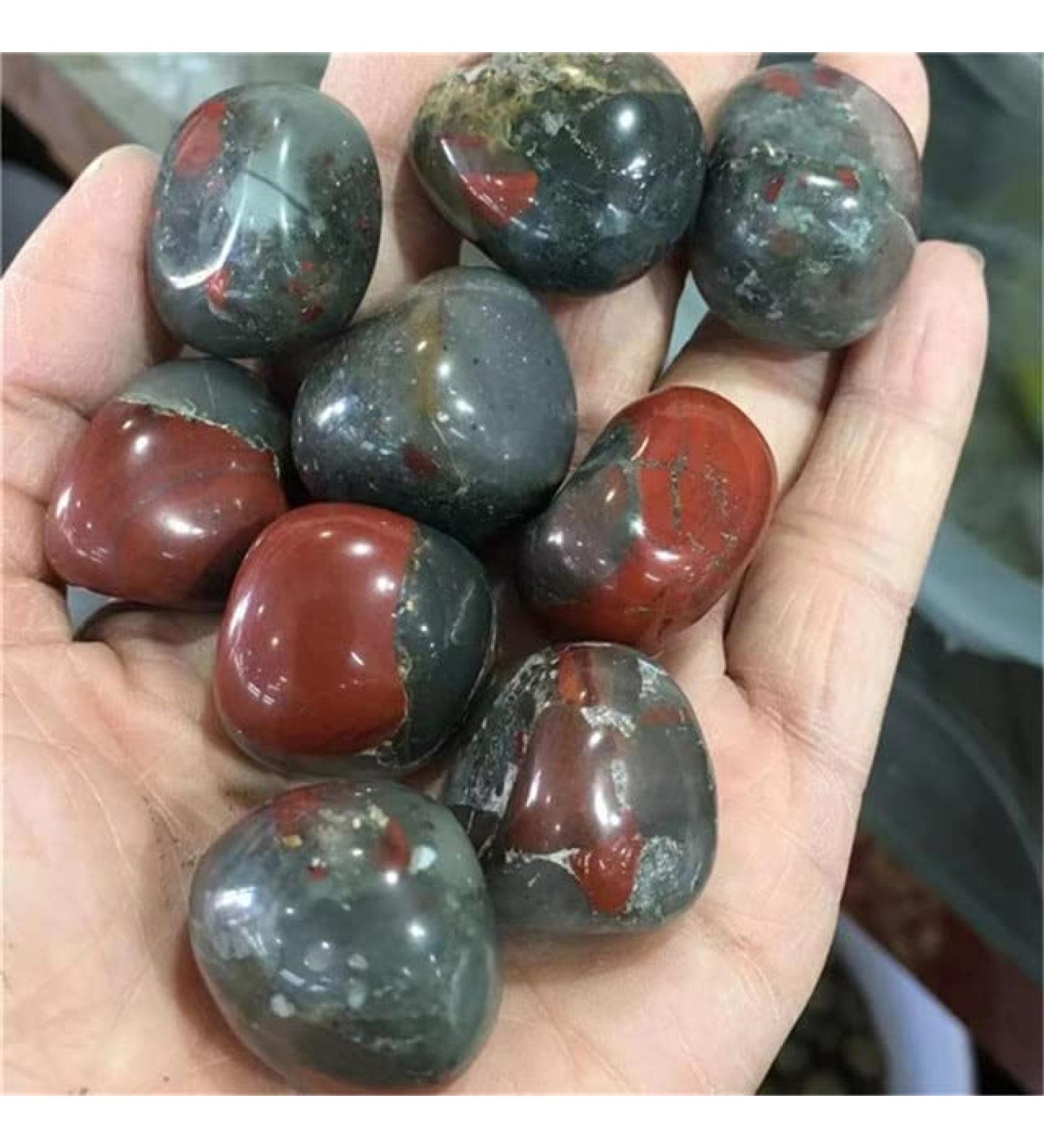 20-30mm Crystals Stones Natural African Bloodstone Crystal Tumbled Stone for Home Decoration - (Color: Bloodstone Size: 20-30mm) ERTEYIN
